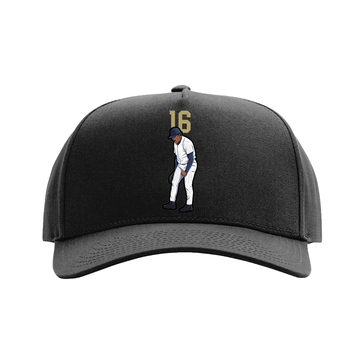 Full Fabric Five-Panel Champ Cap — Number Top in Black