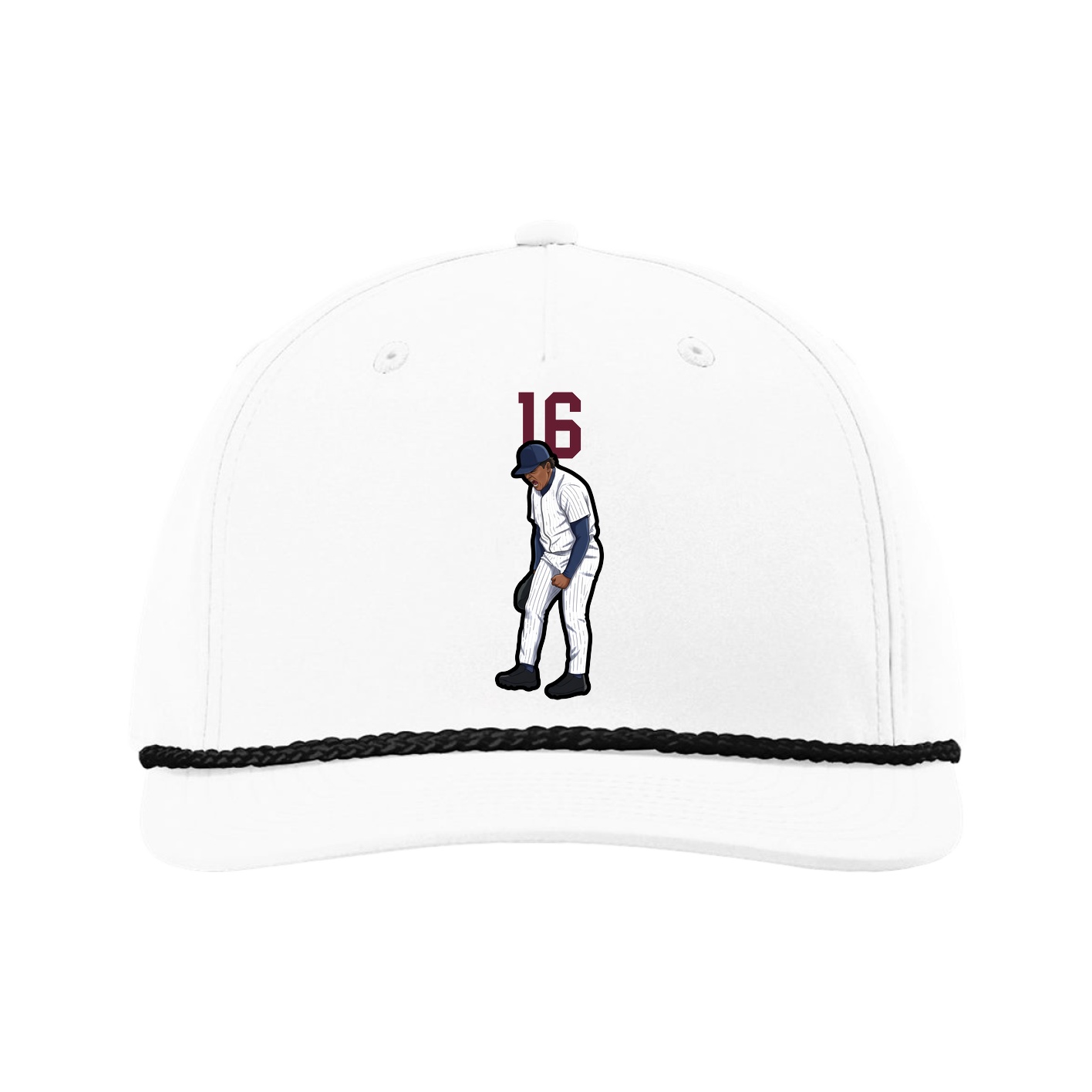 Five-Panel Classic Rope Cap — Number Top in White