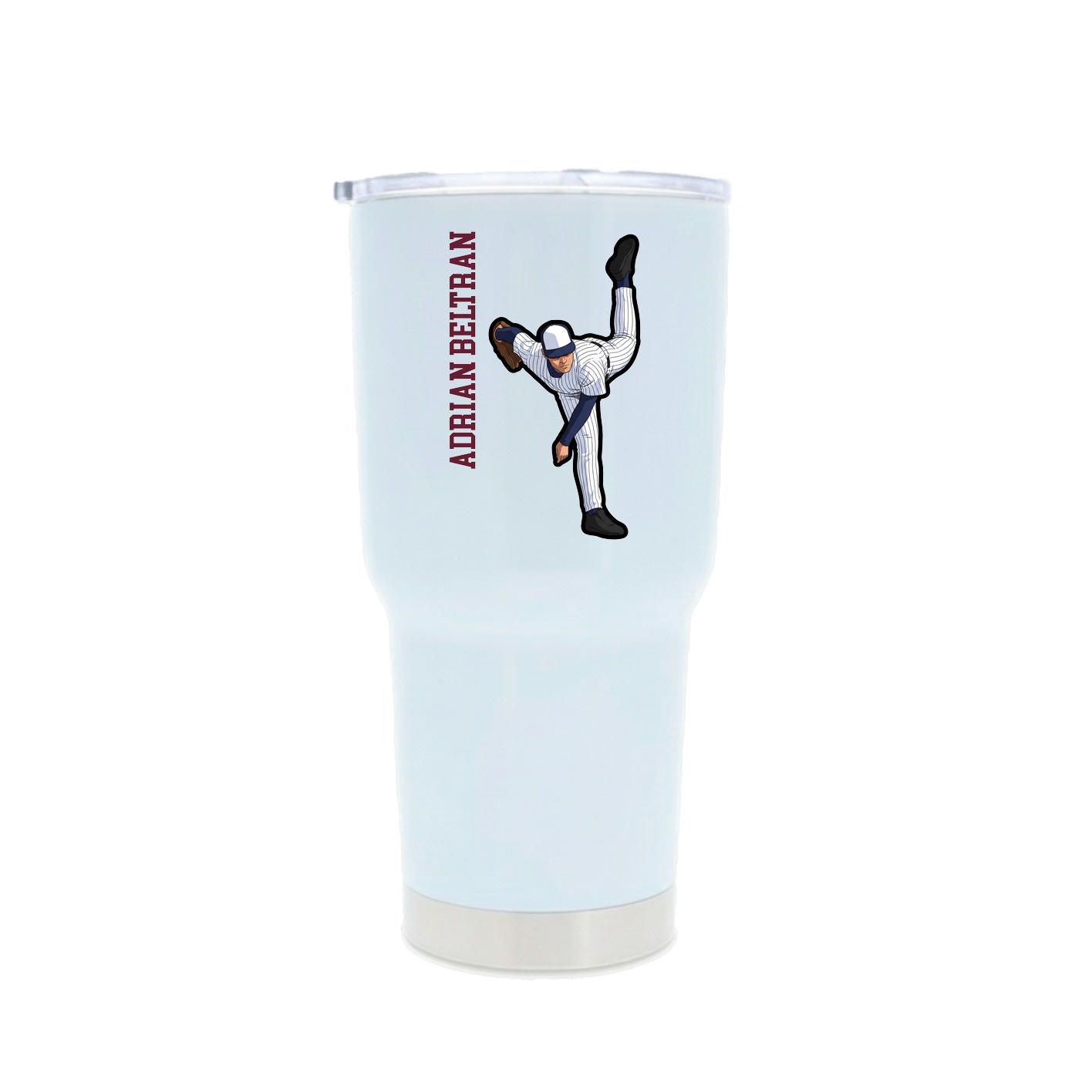 30oz Stainless Steel Tumbler — Name Vertical in White