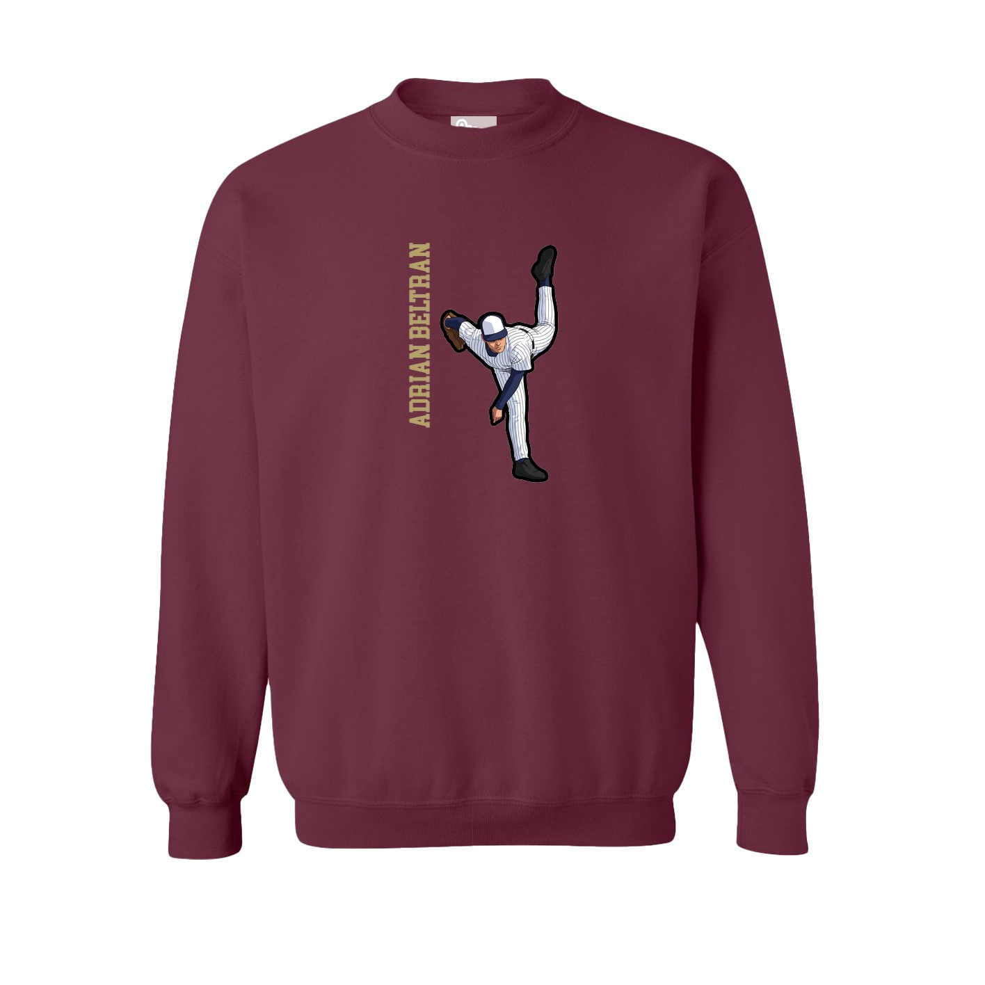 Fleece Crew — Name Vertical in Maroon