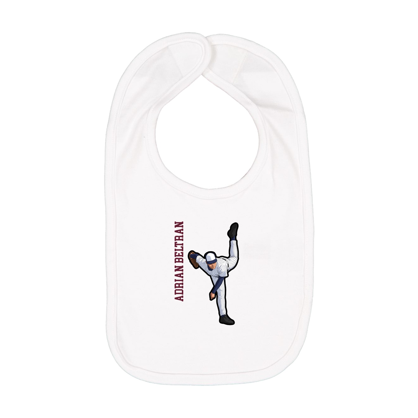Infant Bib — Name Vertical in White