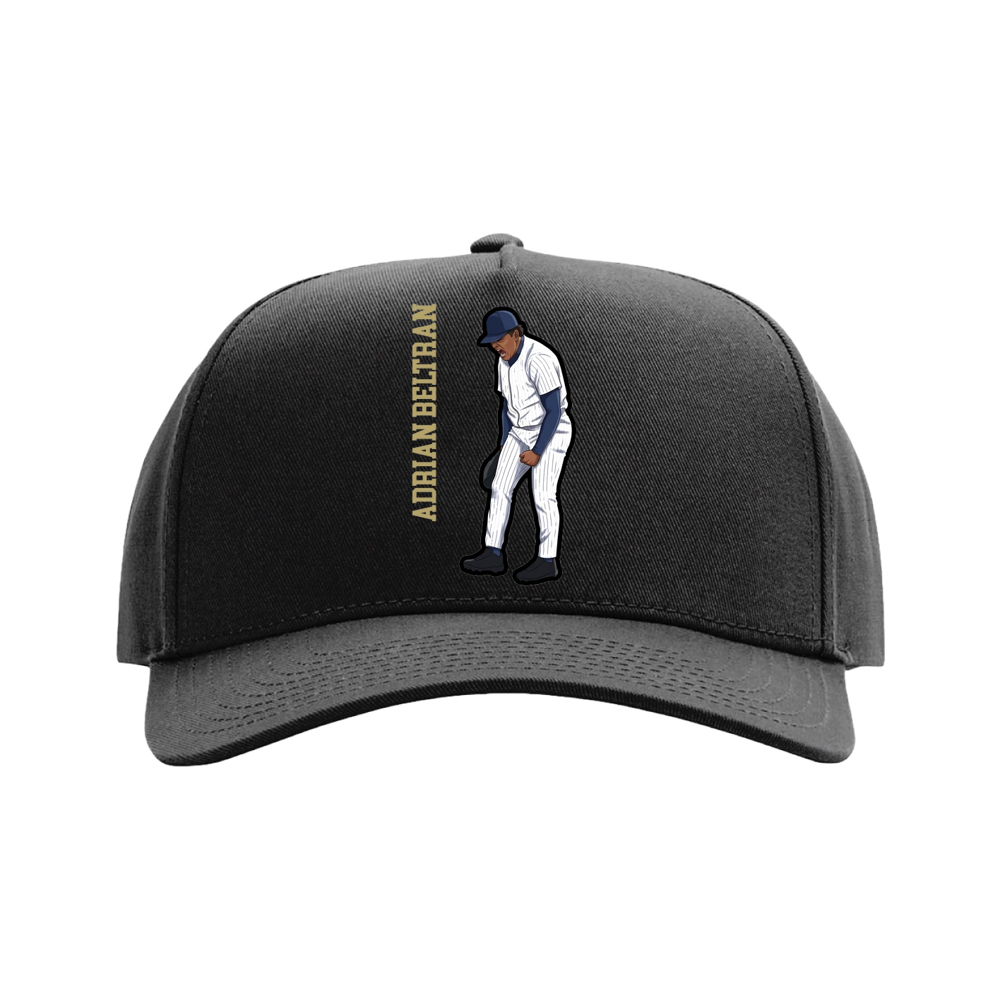 Full Fabric Five-Panel Champ Cap — Name Vertical in Black