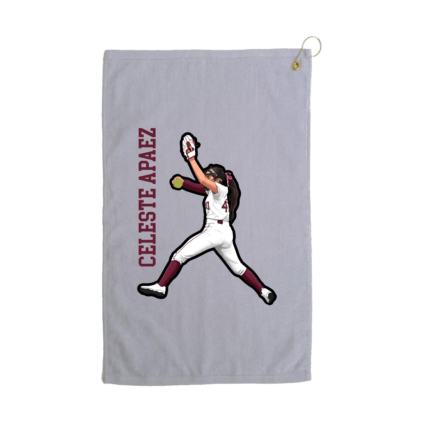 Golf Towel — Name Vertical in Grey