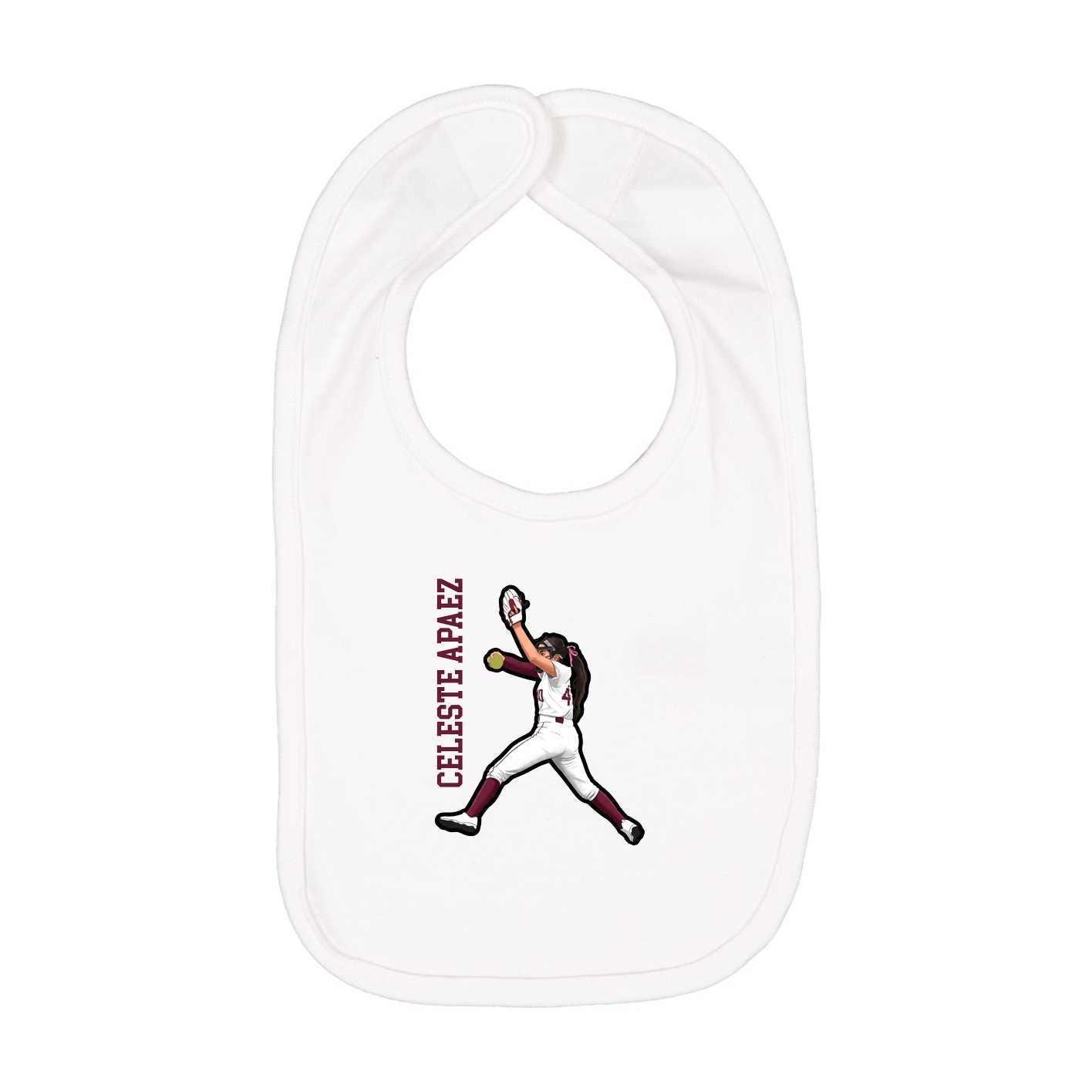 Infant Bib — Name Vertical in White