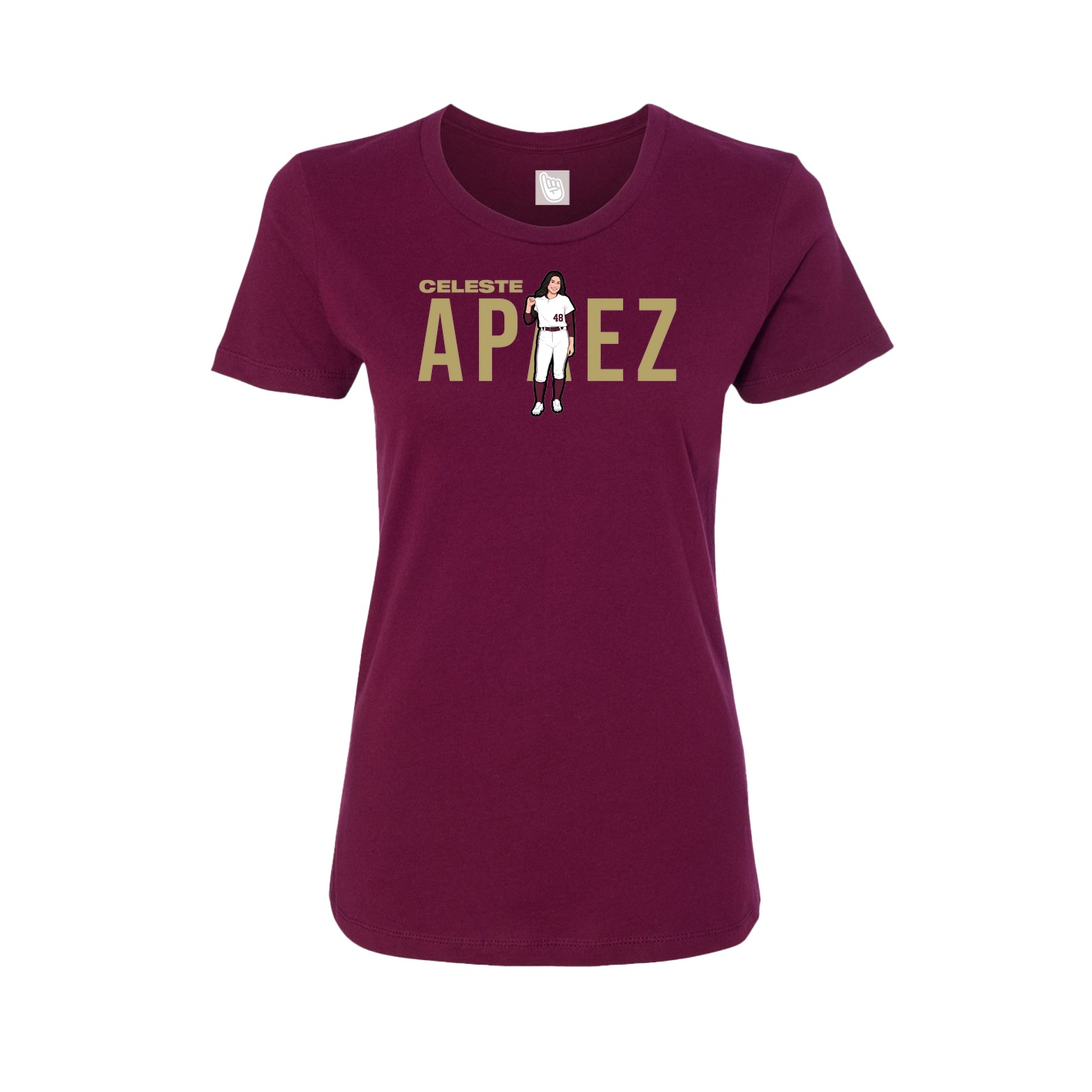 Fitted Women's Tee — Player Name in Maroon