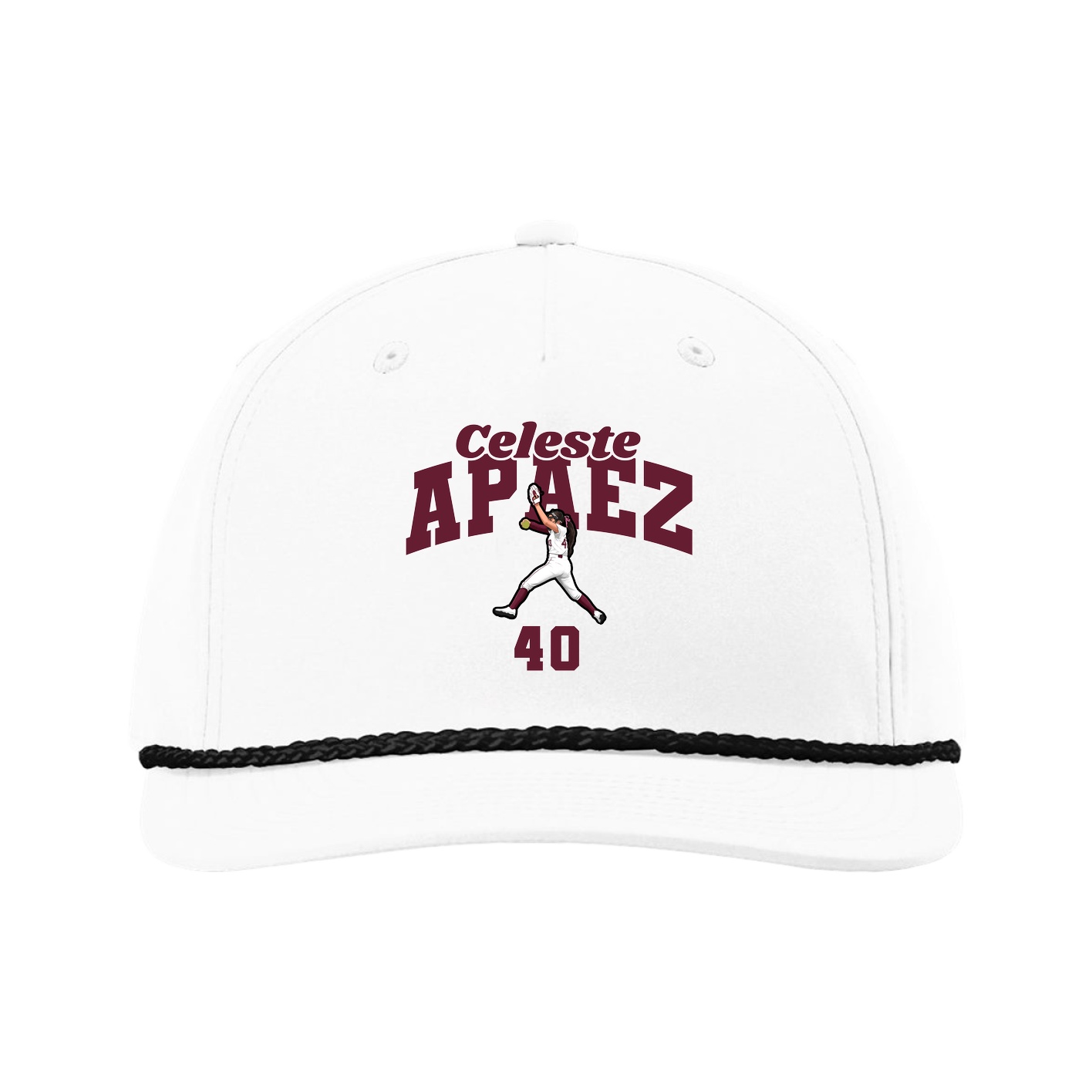 Five-Panel Classic Rope Cap — Signature Arch in White