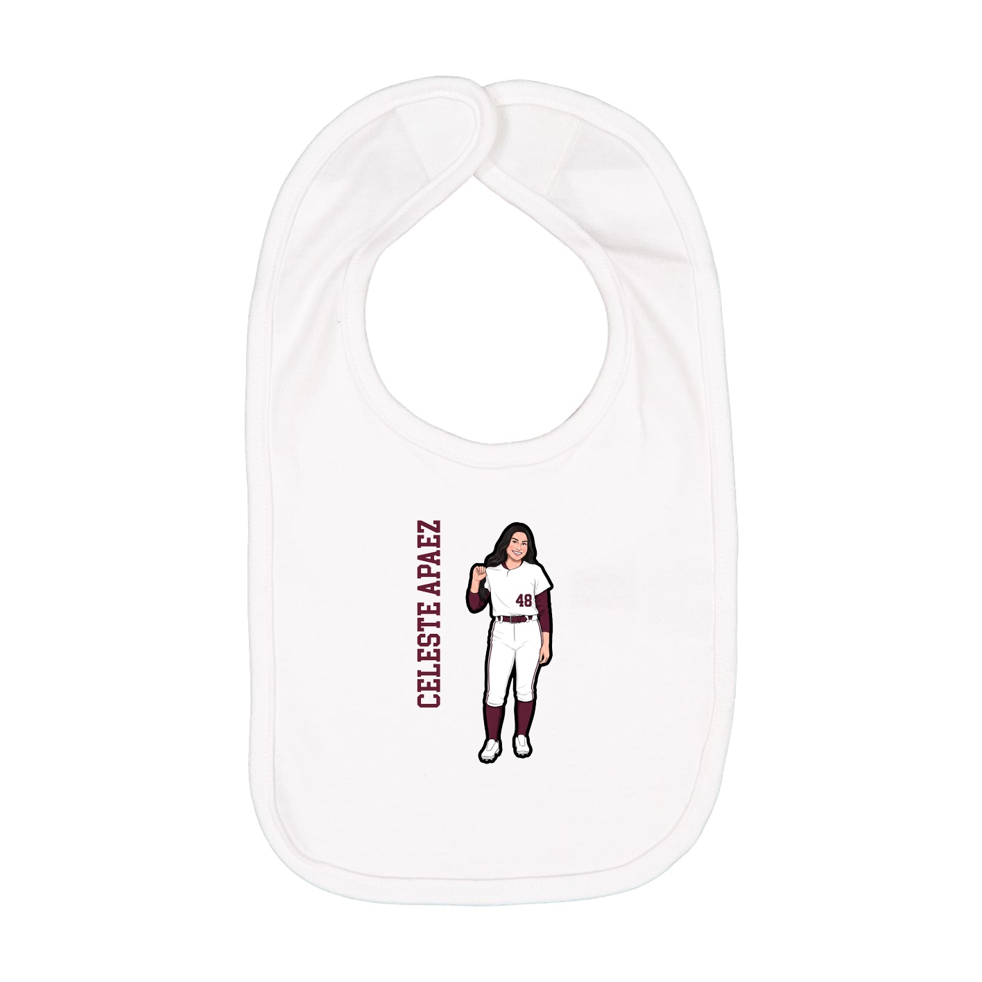 Infant Bib — Name Vertical in White