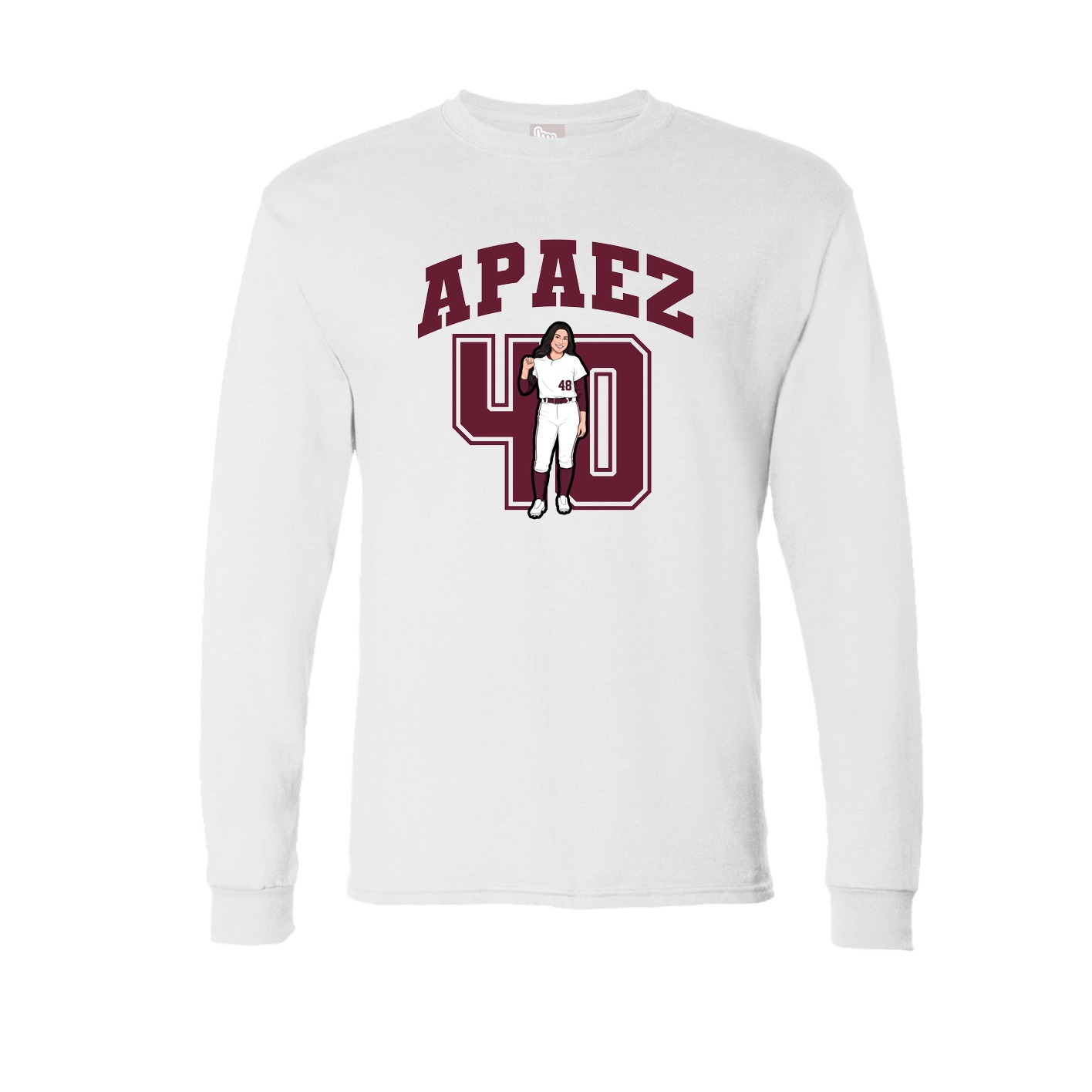 Long Sleeve Tee — Number in White