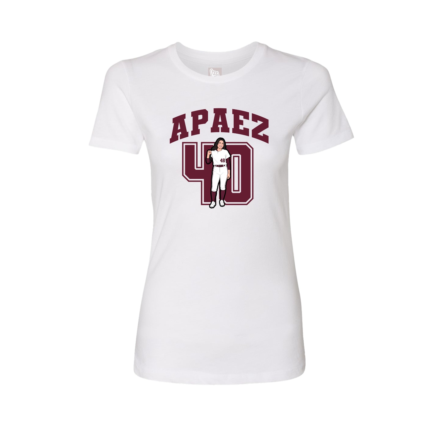 Fitted Women's Tee — Number in White