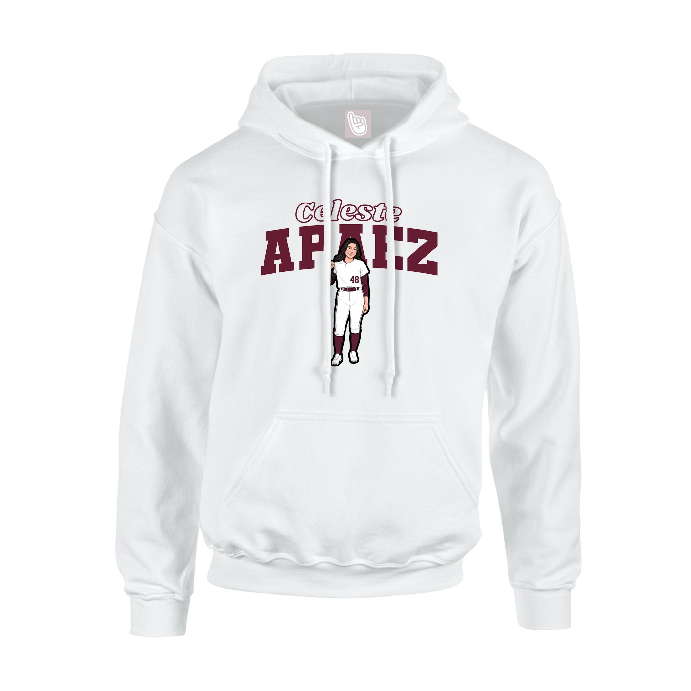 Youth Hoodie — Name Arch in White