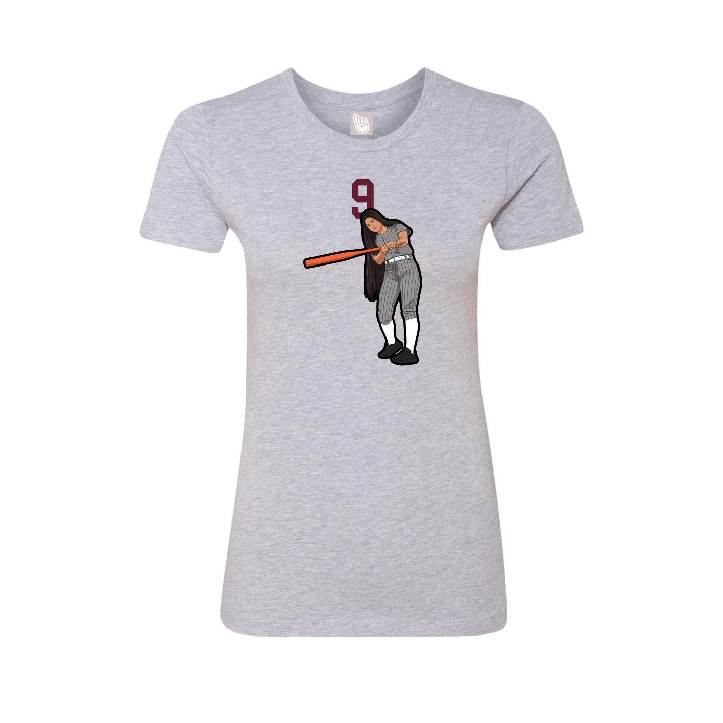 Fitted Women's Tee — Number Top in Grey