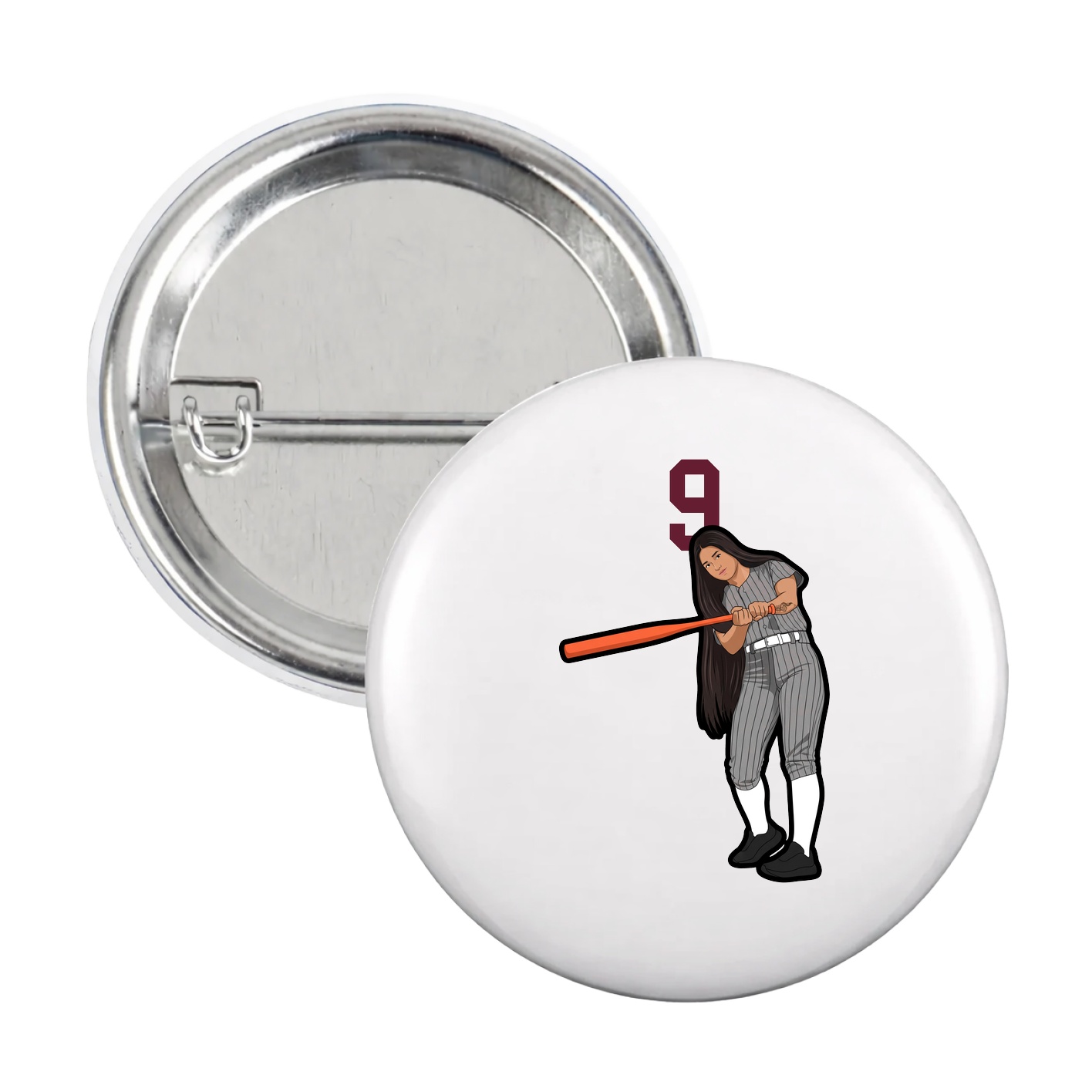 Game Day Button — Number Top in White