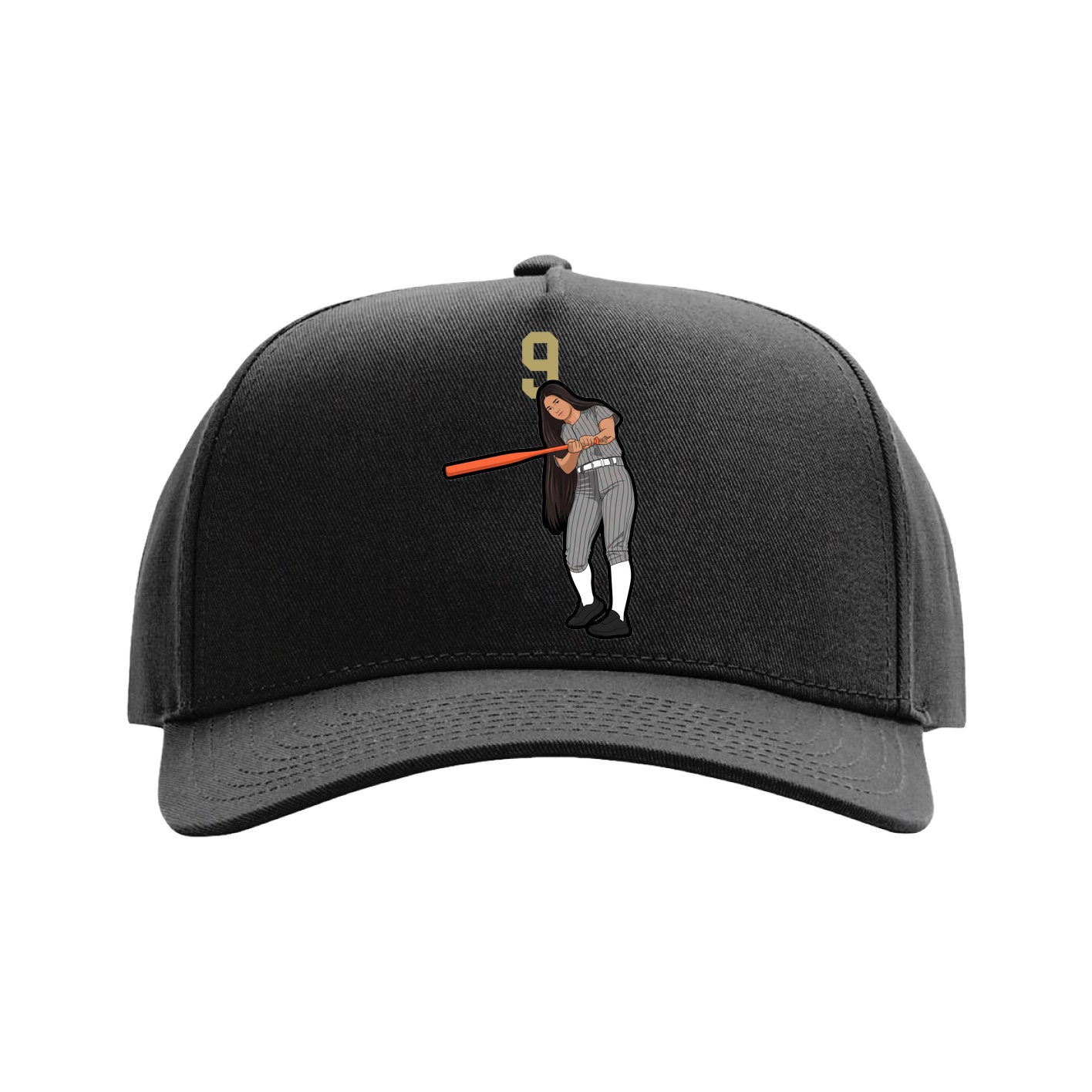 Full Fabric Five-Panel Champ Cap — Number Top in Black