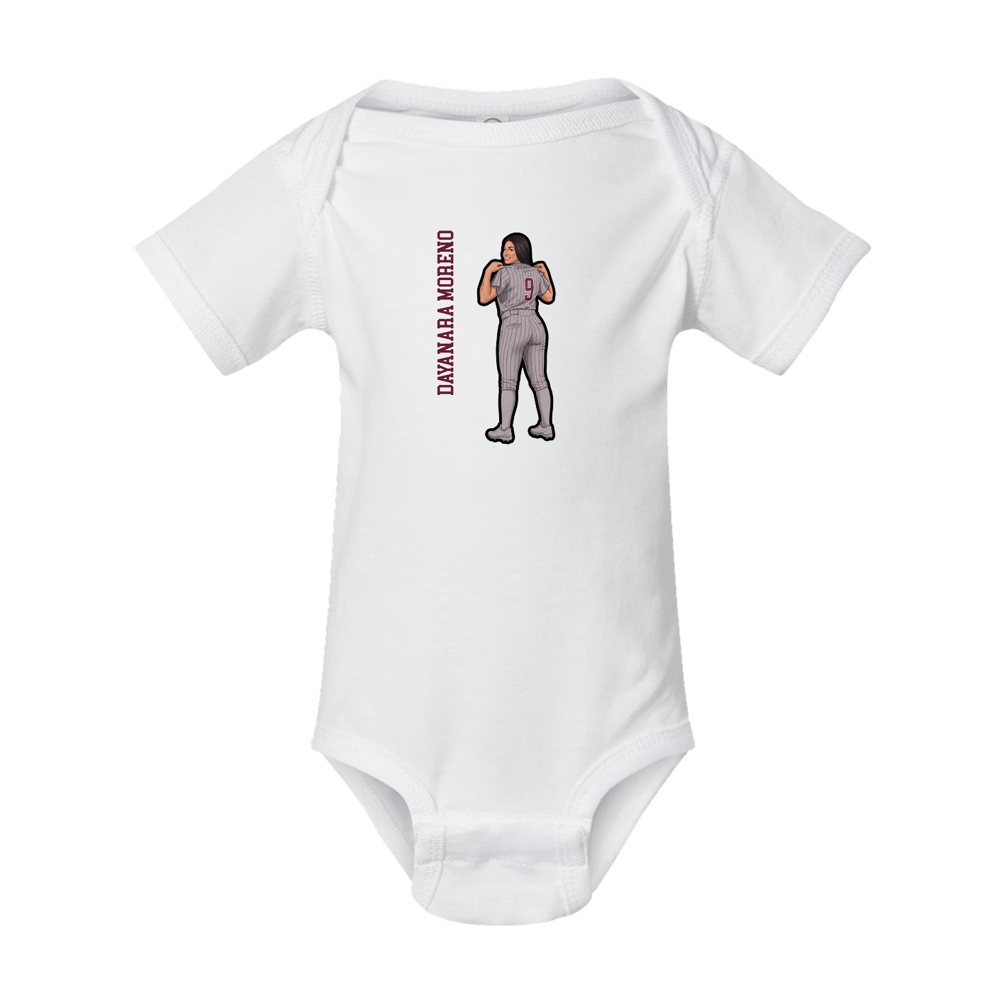 Baby Onesie — Name Vertical in White