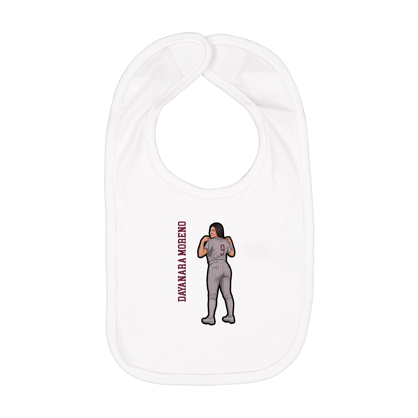 Infant Bib — Name Vertical in White