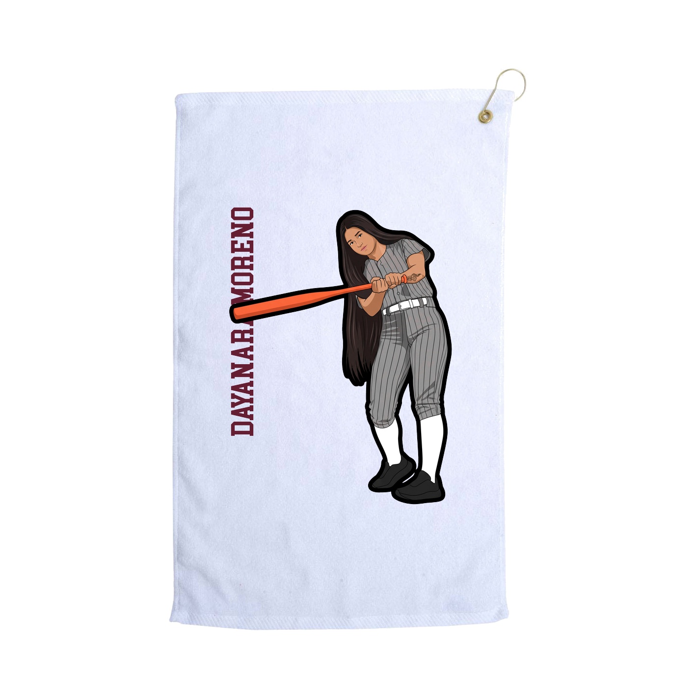 Golf Towel — Name Vertical in White