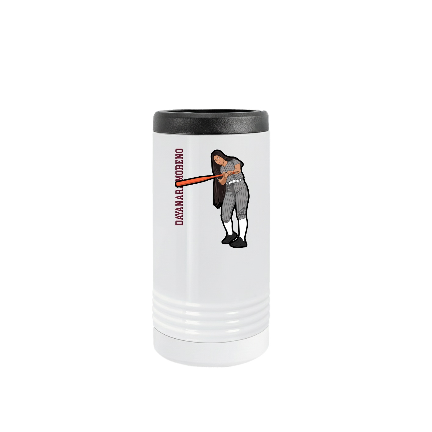 Slim Beverage Holder — Name Vertical in White