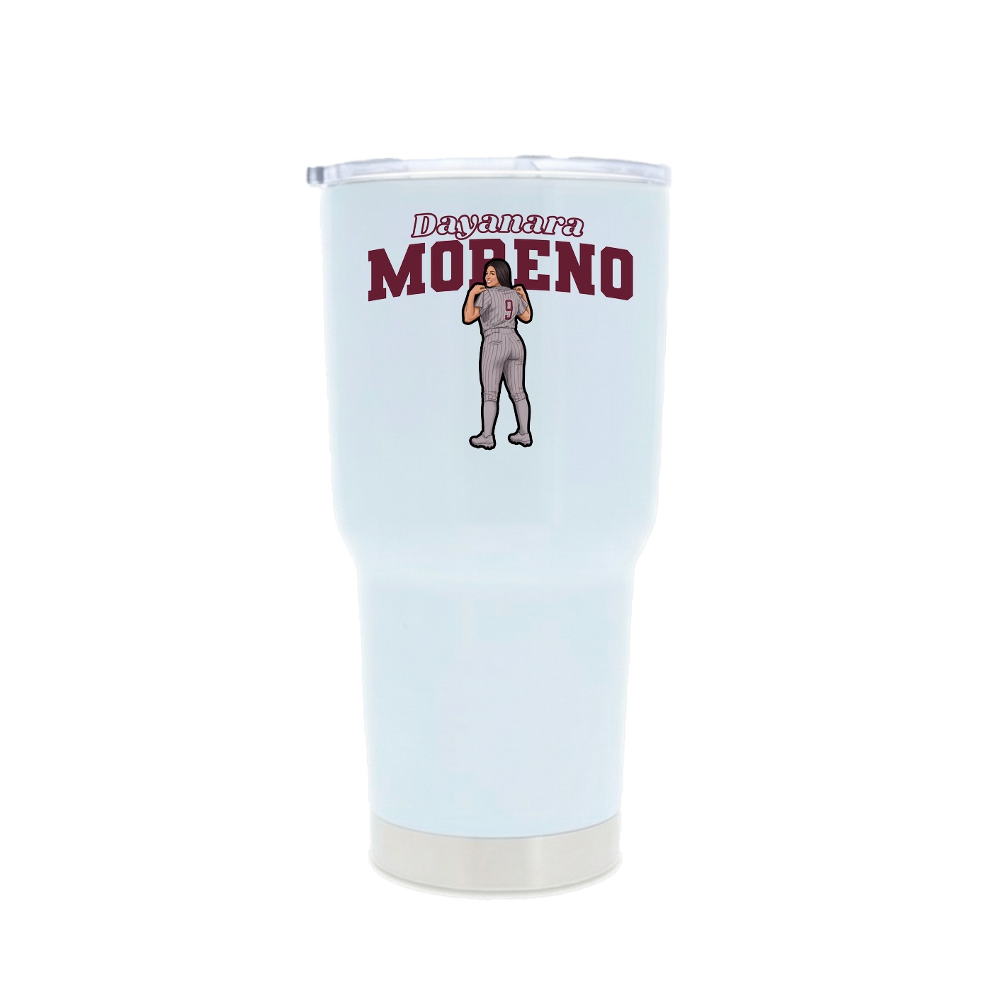 30oz Stainless Steel Tumbler — Name Arch in White