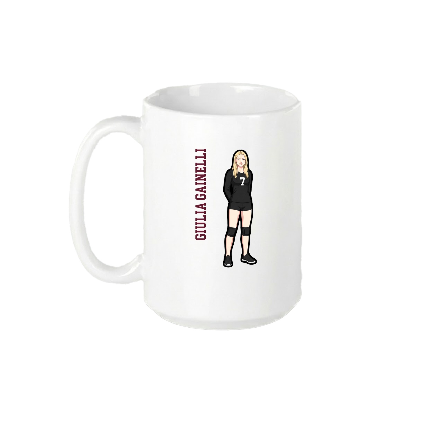 15oz Coffee Mug — Name Vertical in White