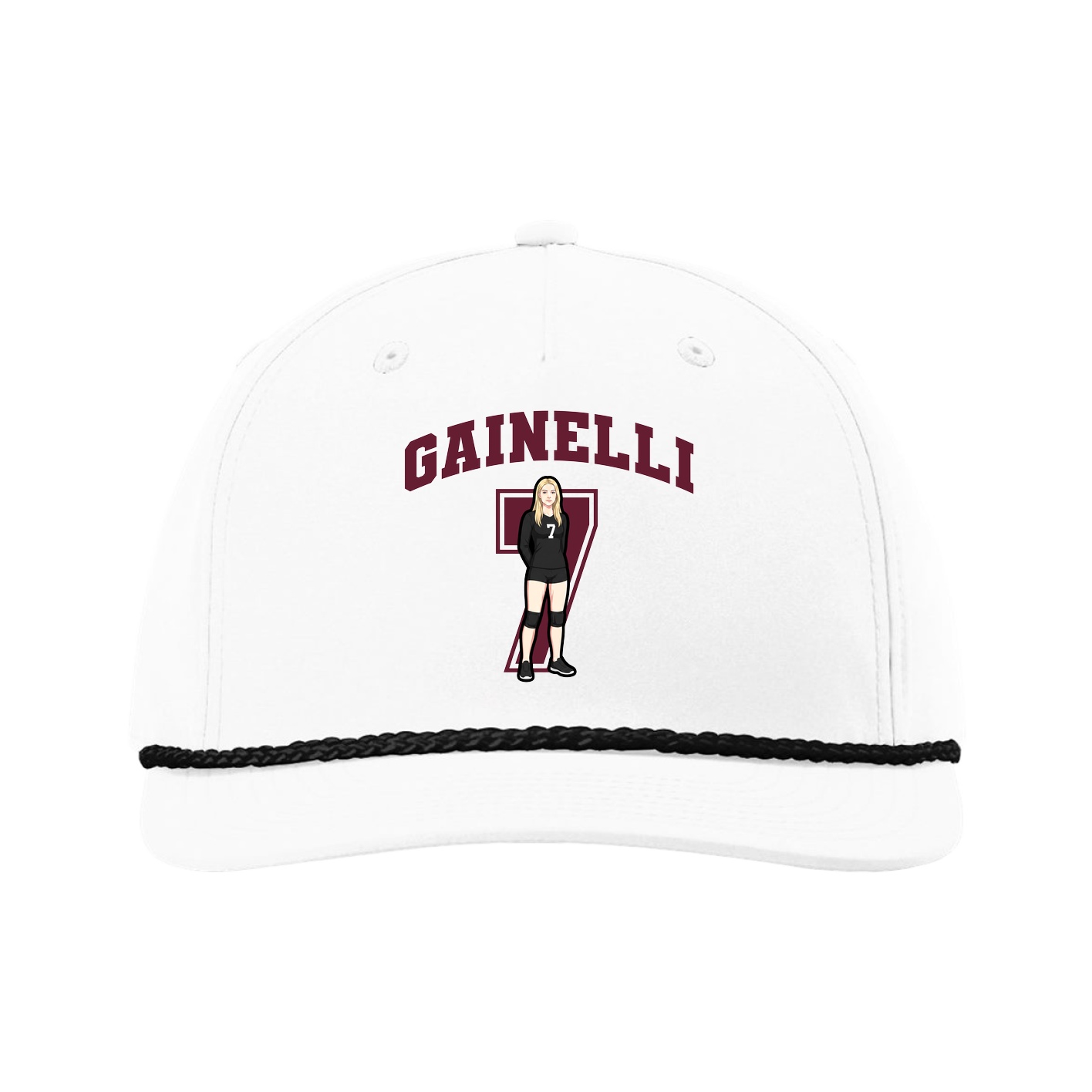 Five-Panel Classic Rope Cap — Number in White