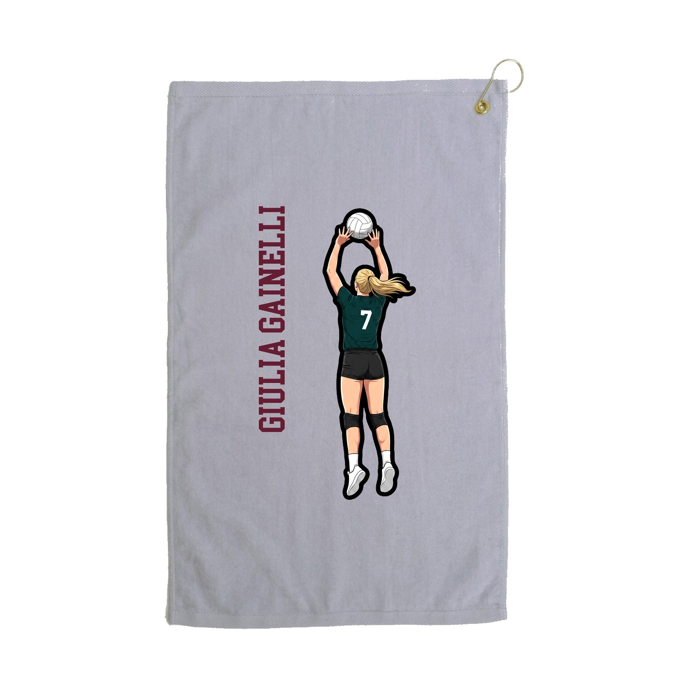 Golf Towel — Name Vertical in Grey