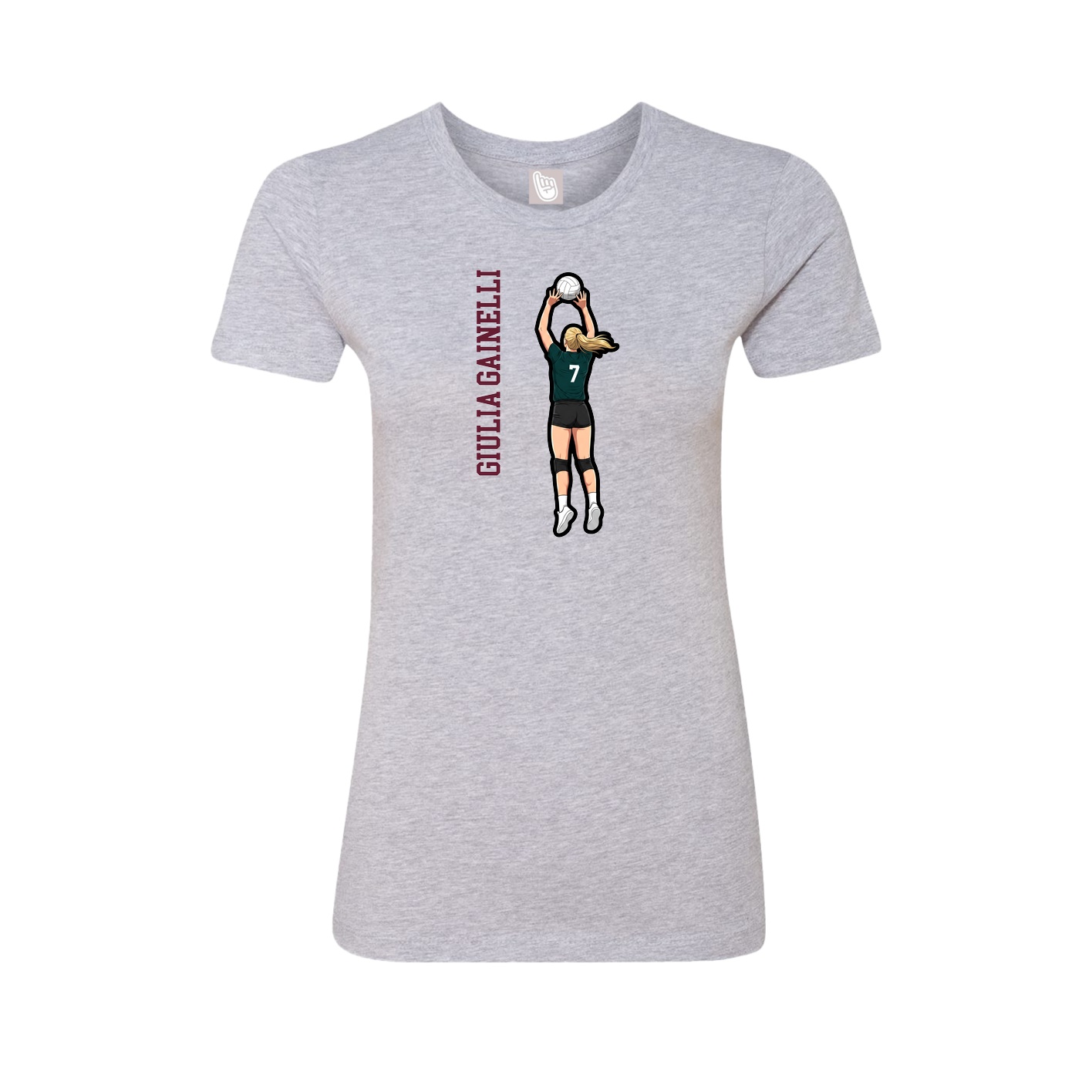Fitted Women's Tee — Name Vertical in Grey