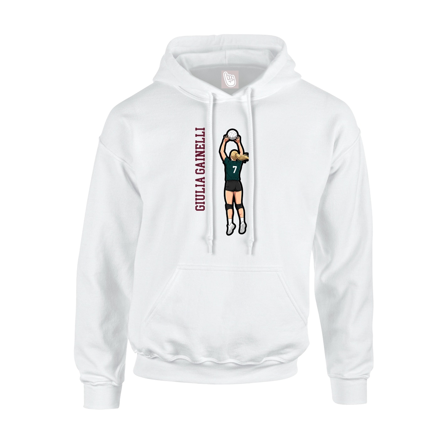 Hoodie — Name Vertical in White