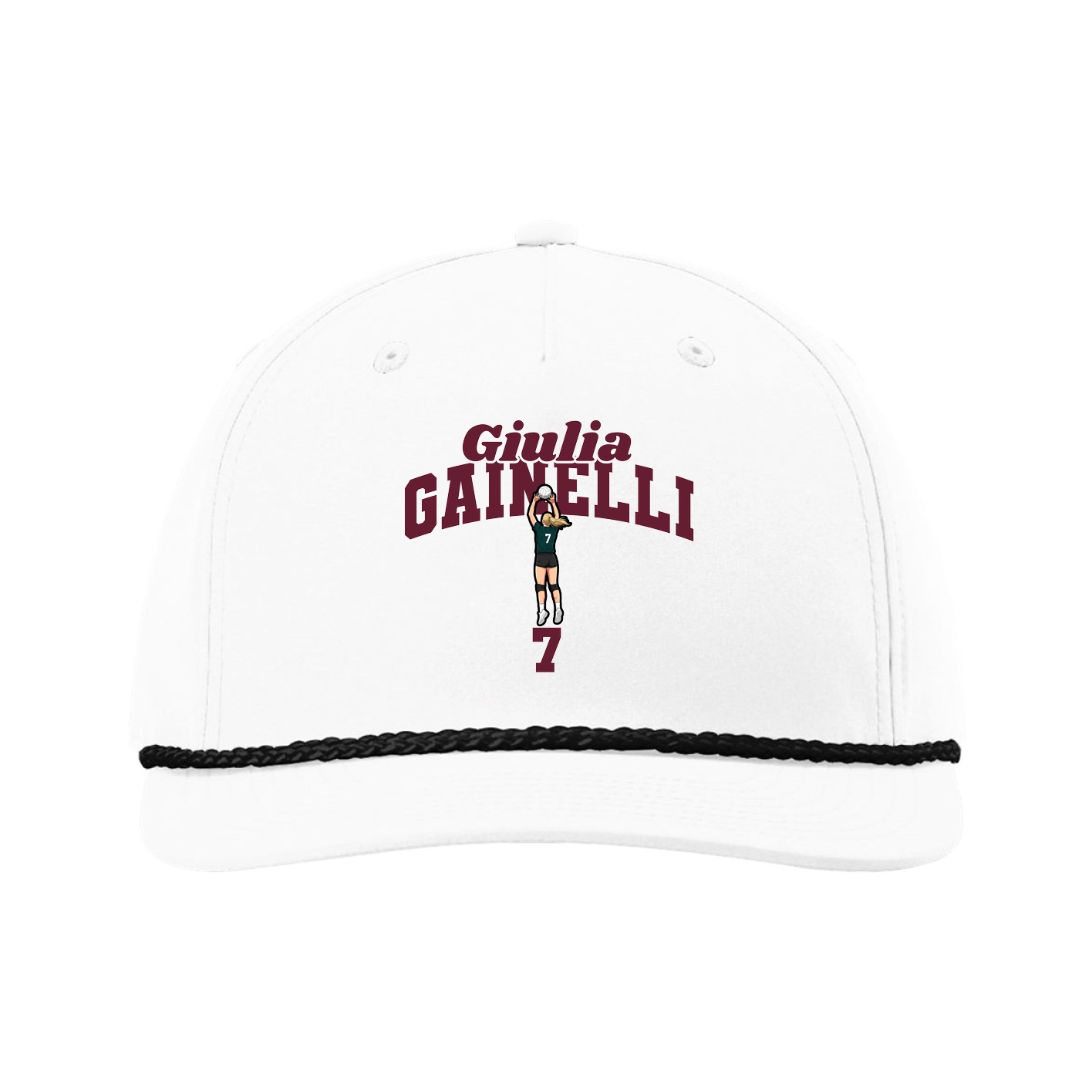 Five-Panel Classic Rope Cap — Signature Arch in White