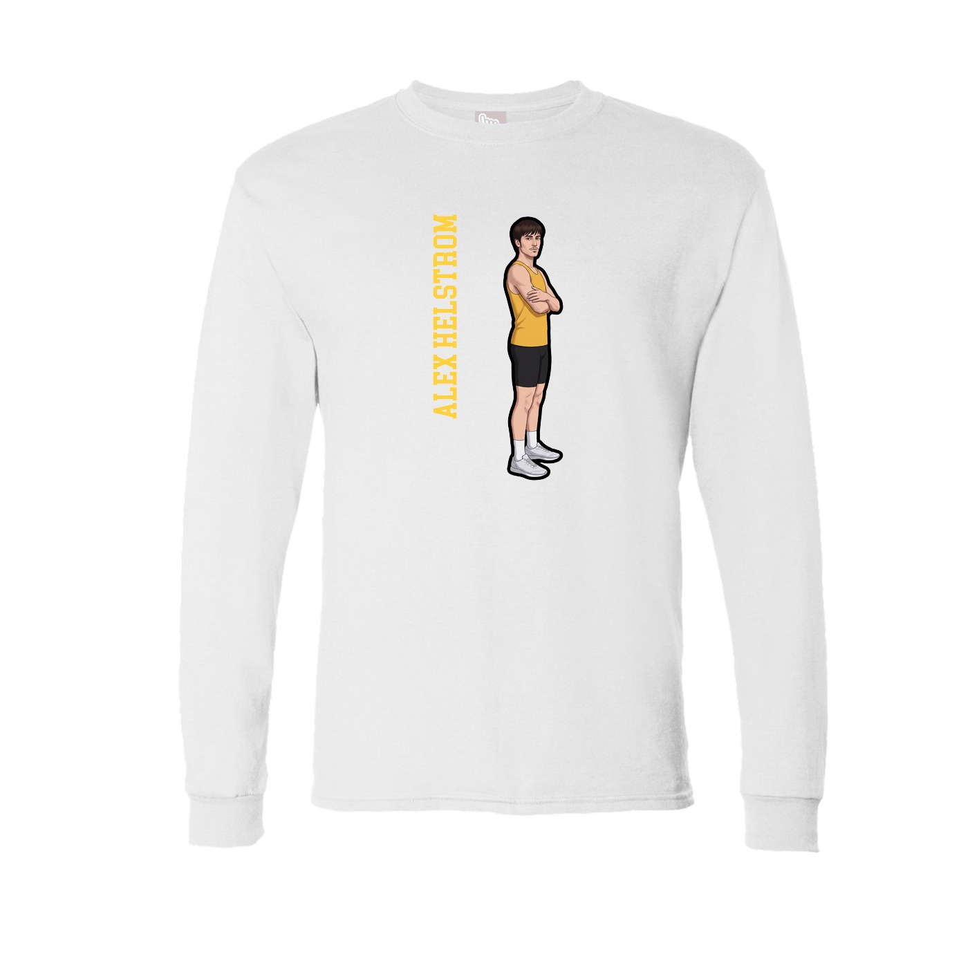 Long Sleeve Tee — Name Vertical in White