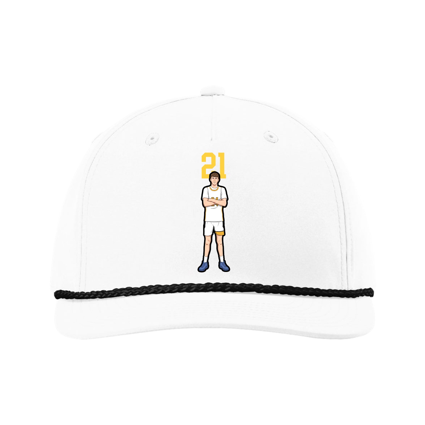 Five-Panel Classic Rope Cap — Number Top in White
