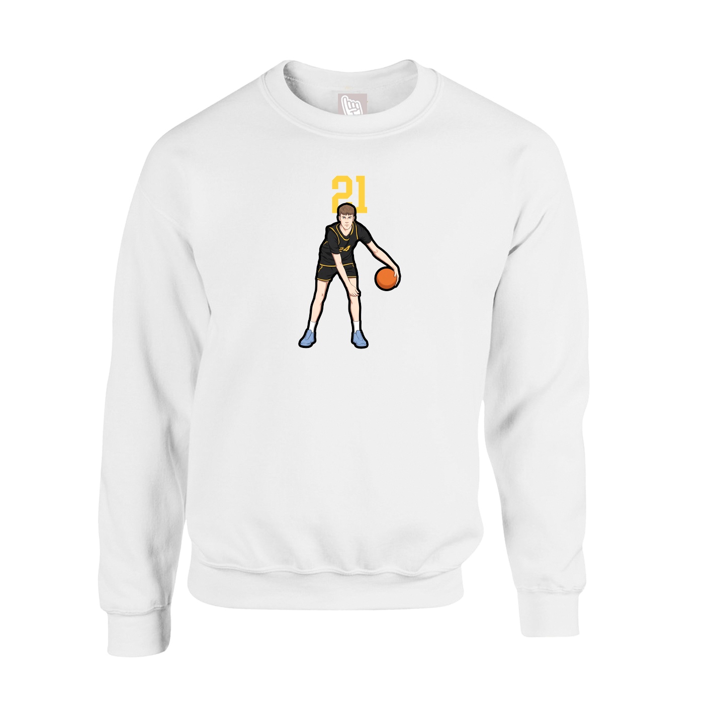 Fleece Crew — Number Top in White