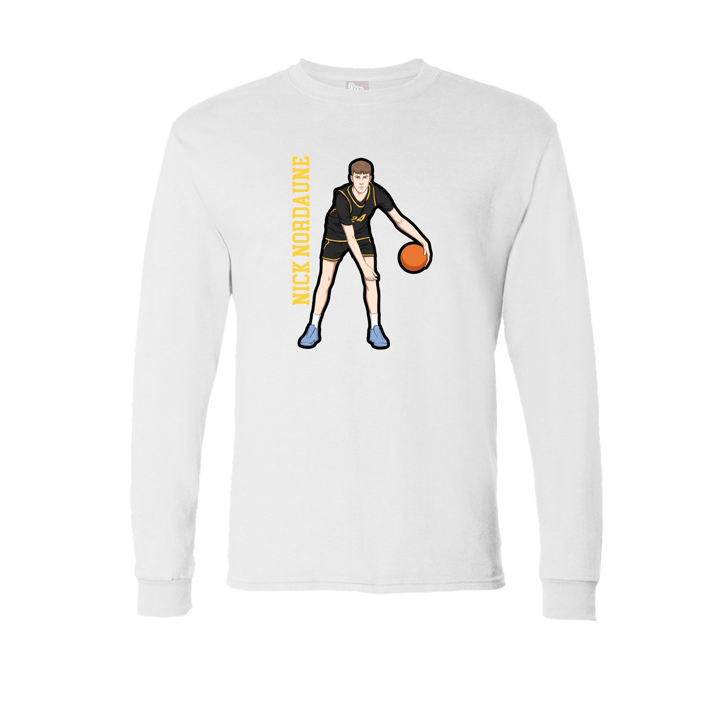 Long Sleeve Tee — Name Vertical in White