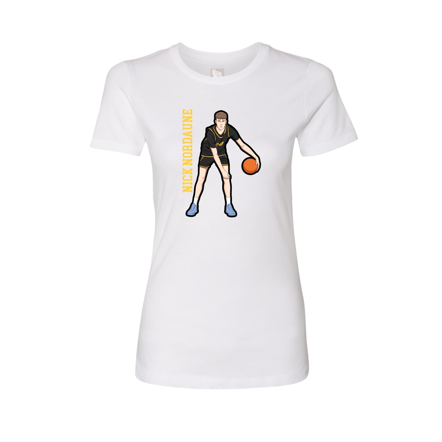 Fitted Women's Tee — Name Vertical in White