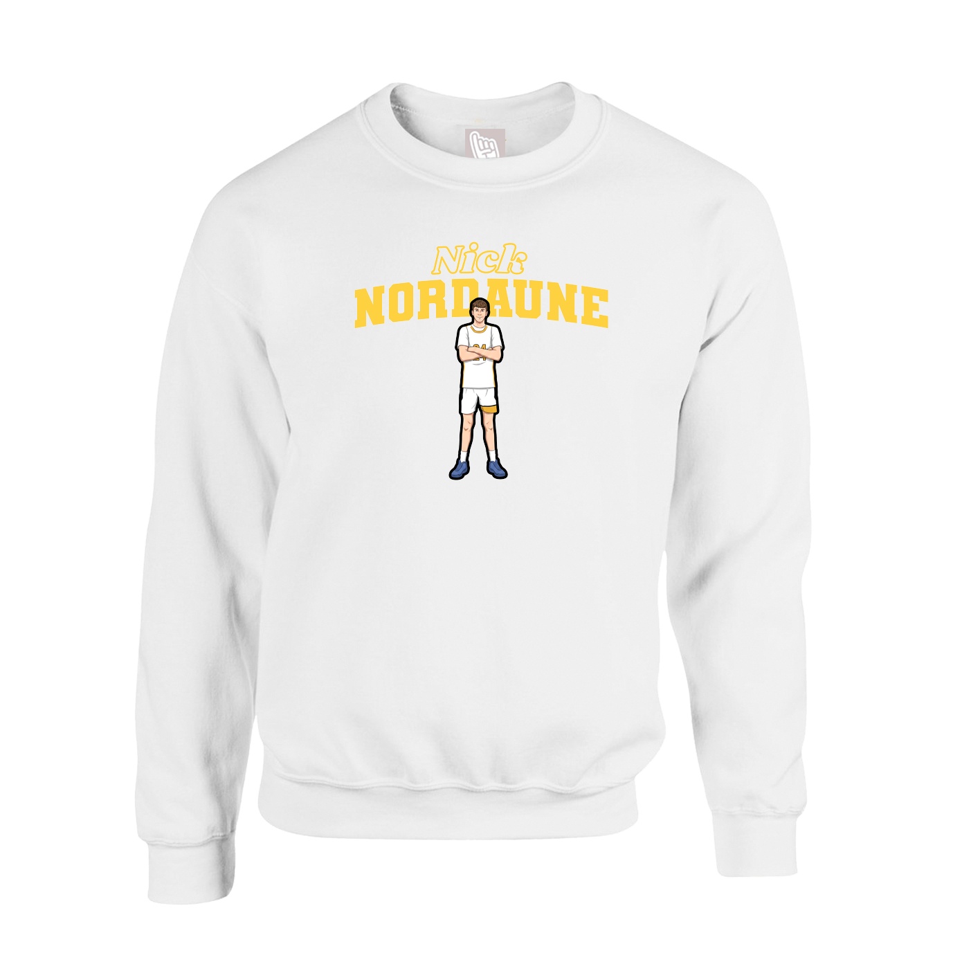 Fleece Crew — Name Arch in White