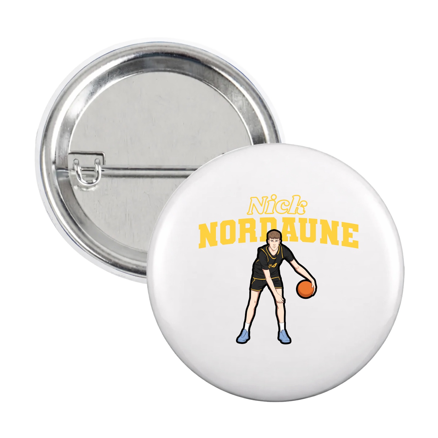 Game Day Button — Name Arch in White