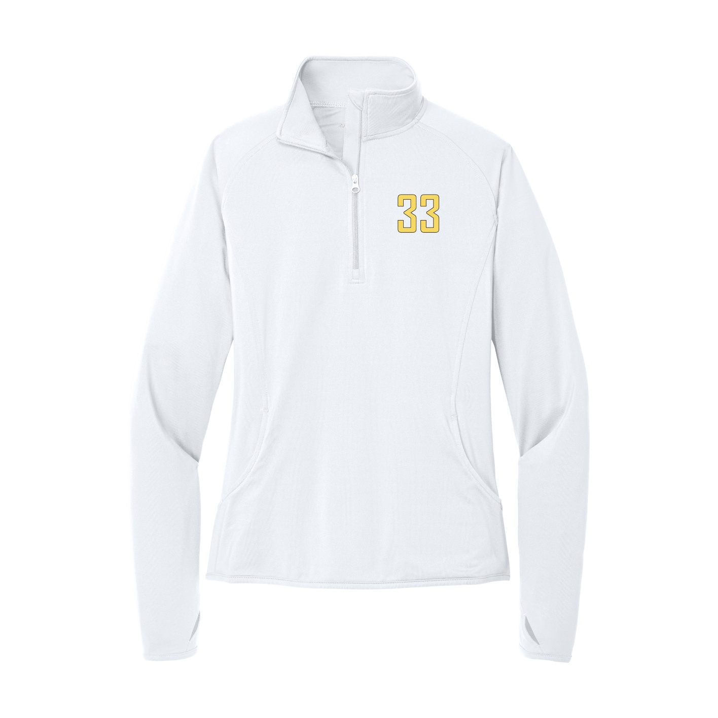 Women's Q-Zip Pullover — Front Shirsy in White