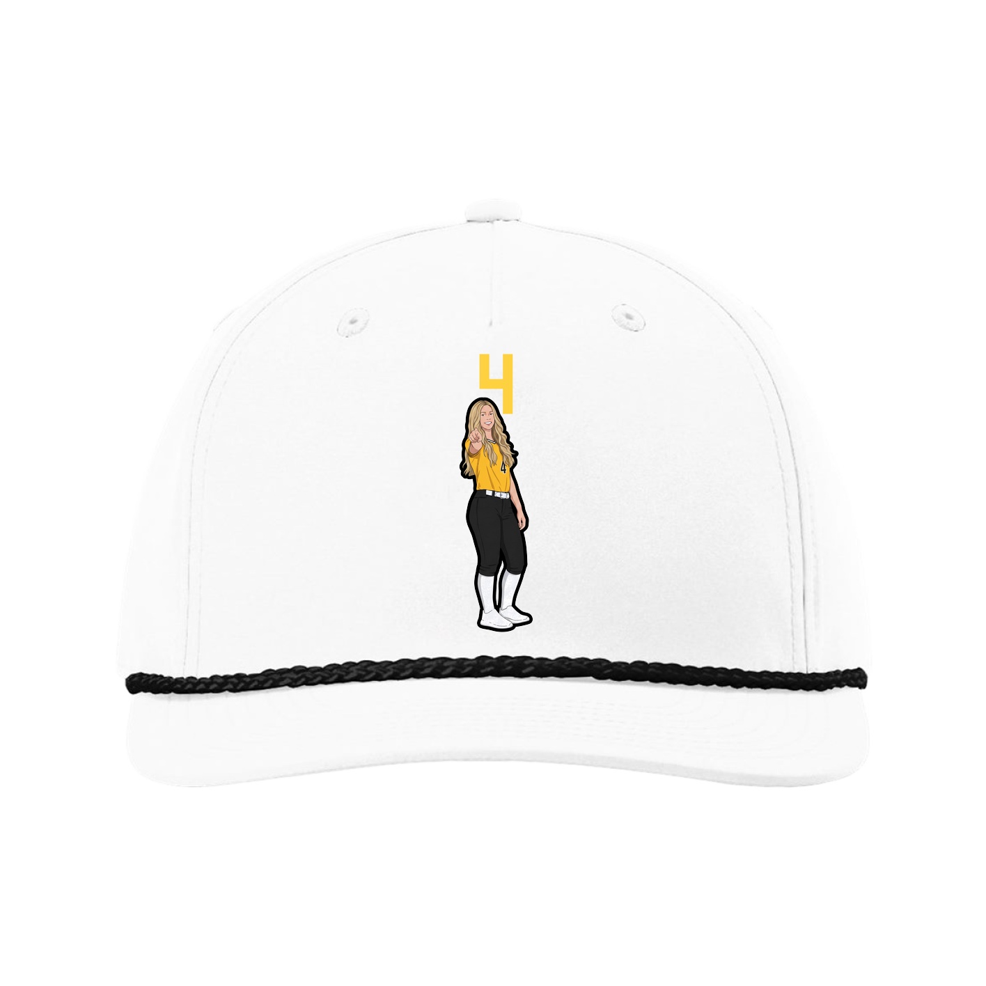 Five-Panel Classic Rope Cap — Number Top in White
