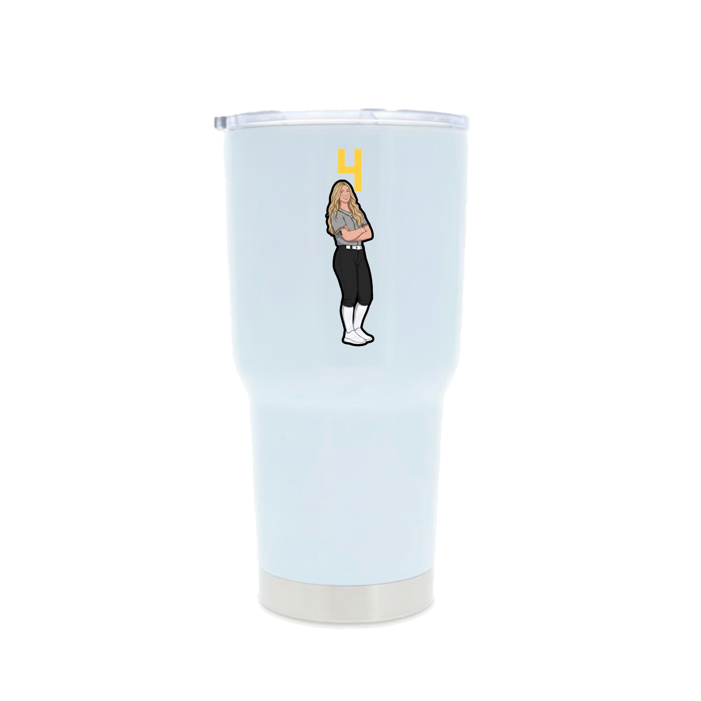 30oz Stainless Steel Tumbler — Number Top in White