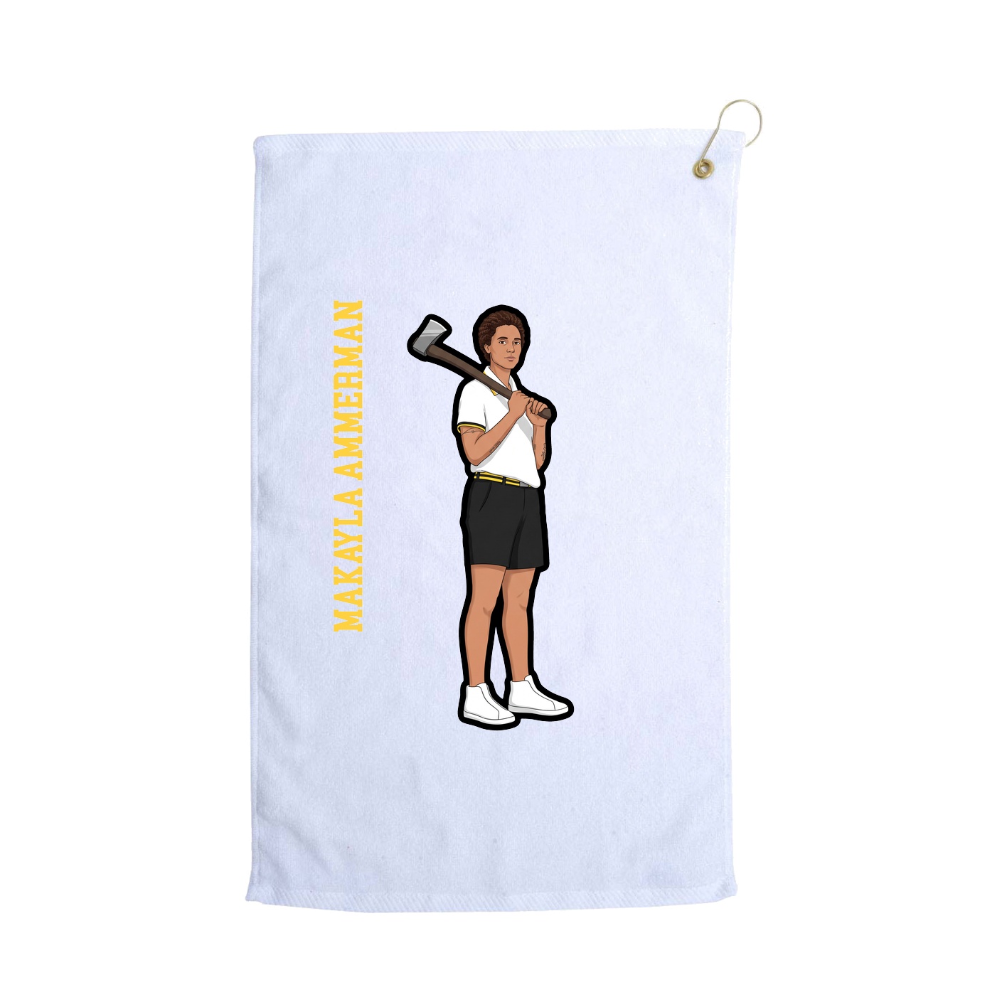 Golf Towel — Name Vertical in White