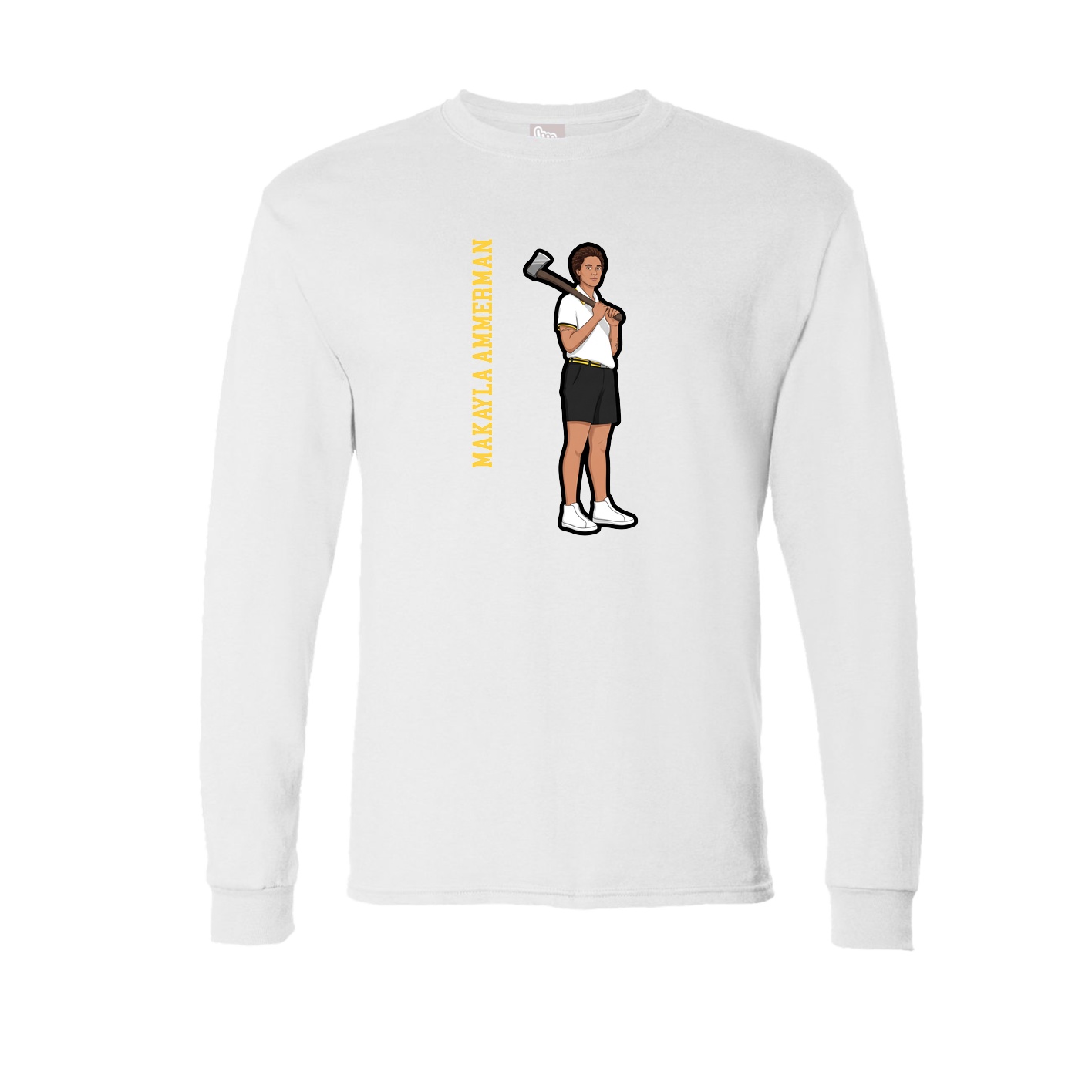 Long Sleeve Tee — Name Vertical in White