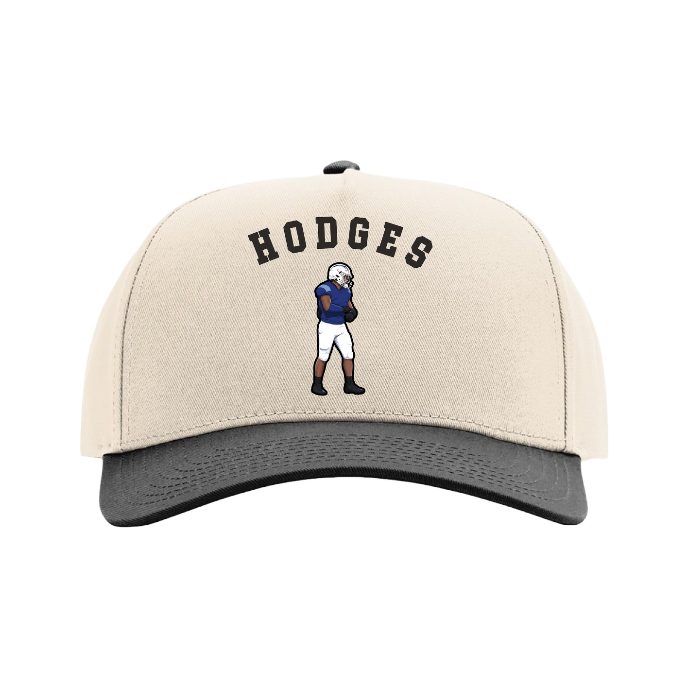 Full Fabric Five-Panel Champ Cap — Shirsey Arch in Cream/Black