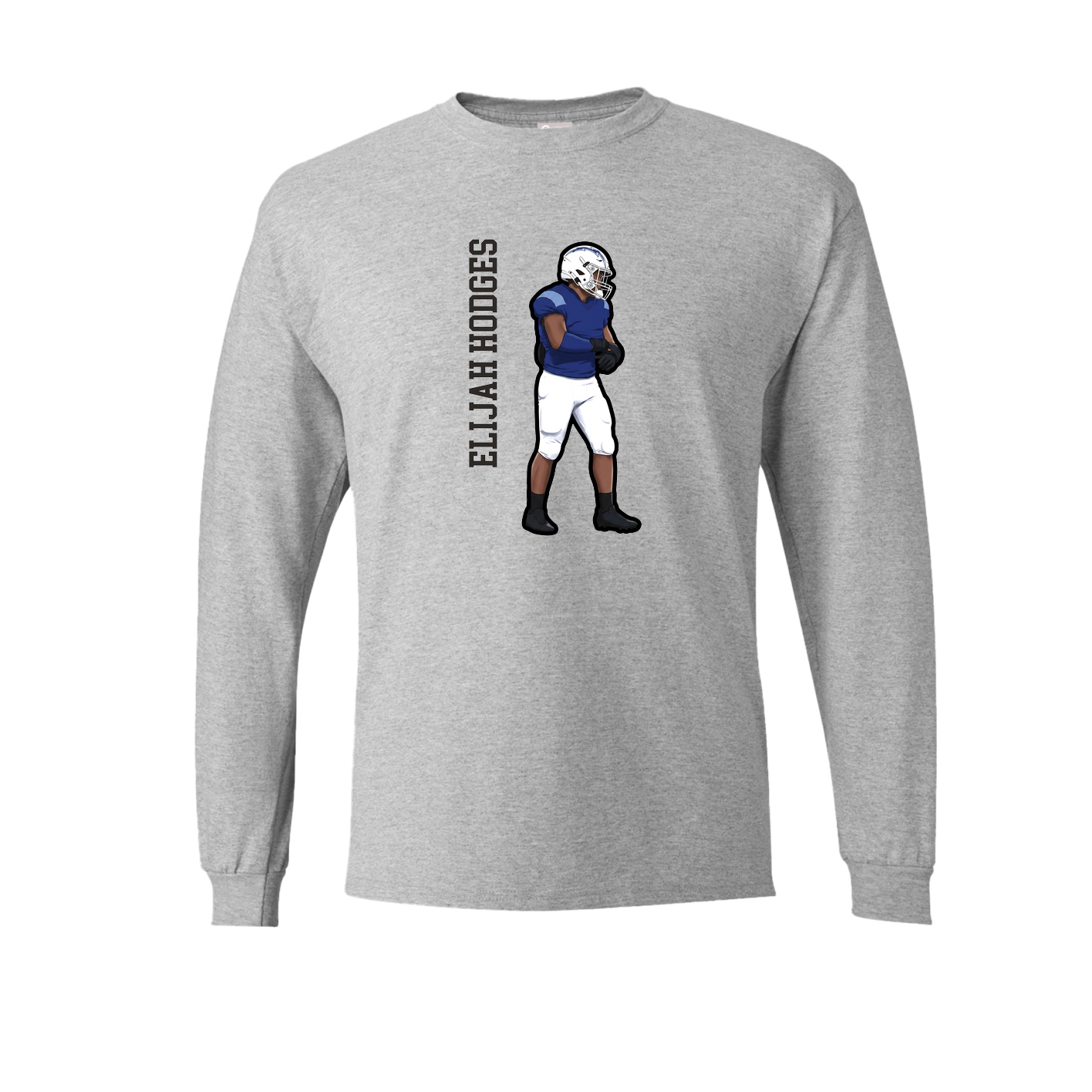 Long Sleeve Tee — Name Vertical in Grey
