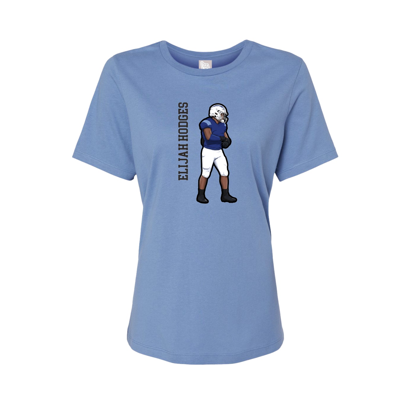 Womens Tee — Name Vertical in Powder Blue