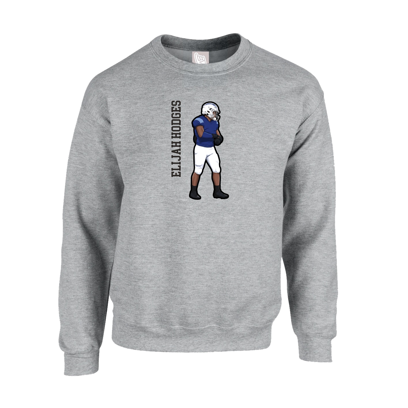 Fleece Crew — Name Vertical in Grey