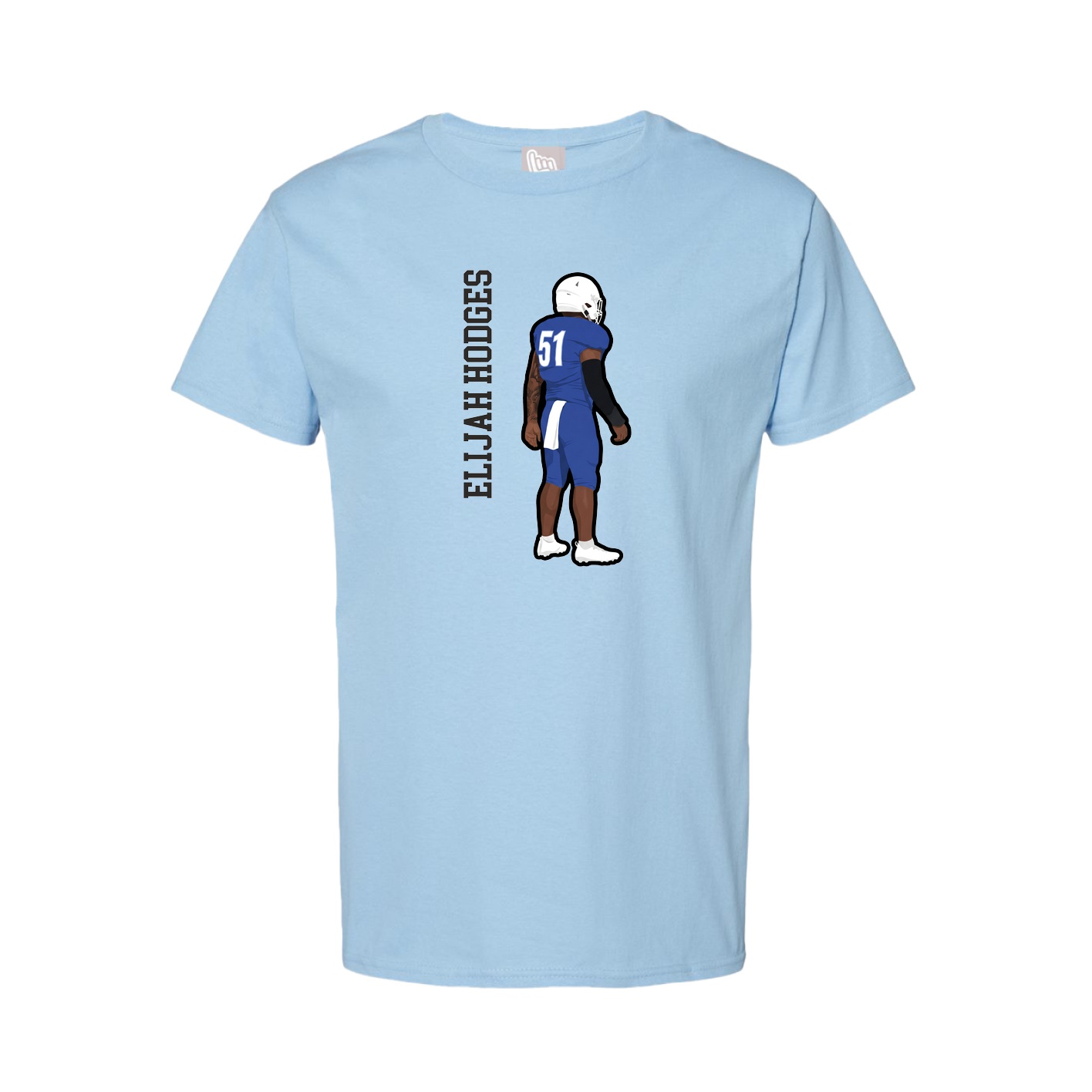 Youth Tee — Name Vertical in Light Blue