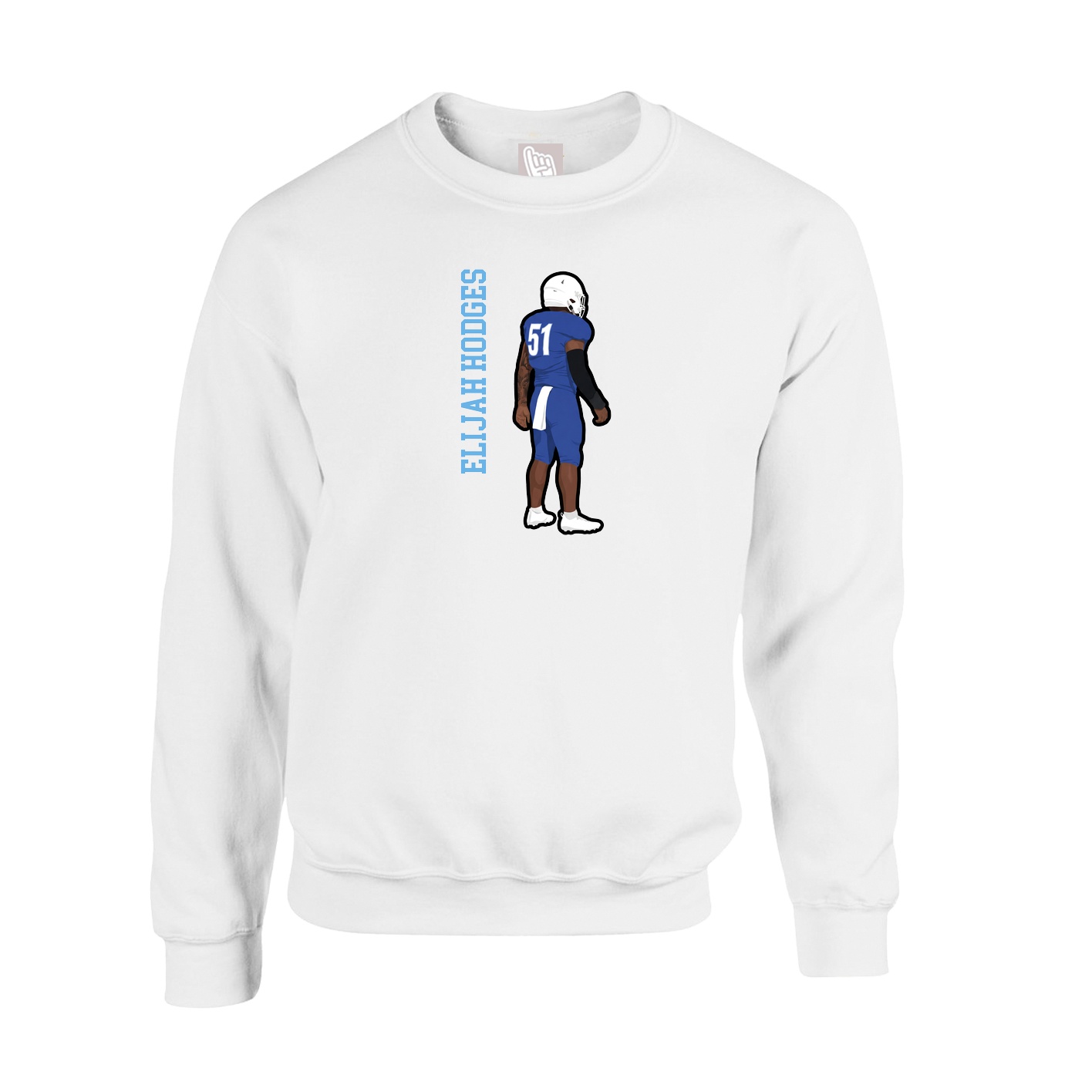 Fleece Crew — Name Vertical in White