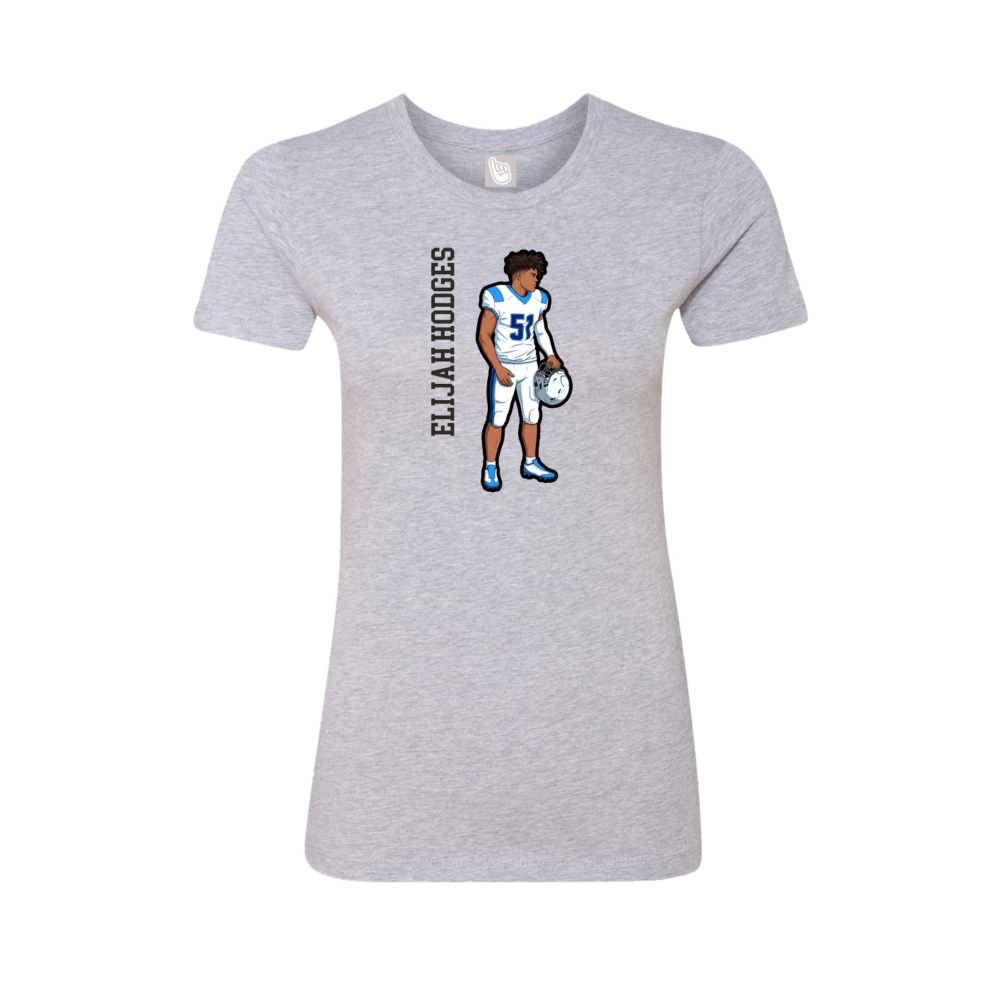 Womens Tee — Name Vertical in Grey