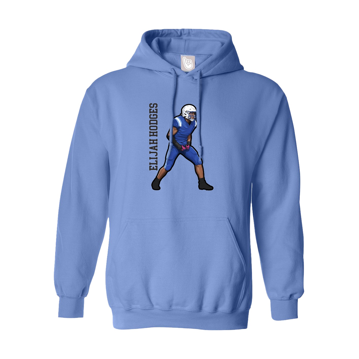 Hoodie — Name Vertical in Powder Blue