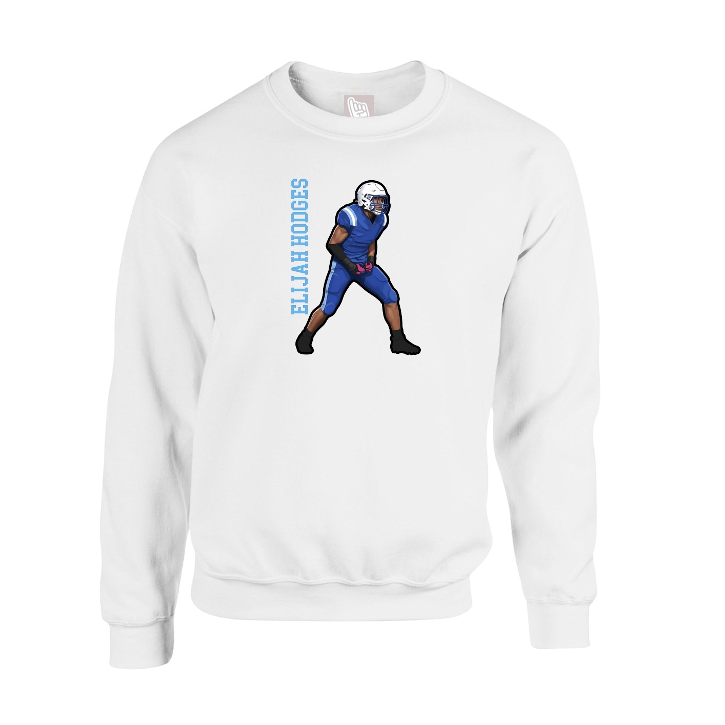Fleece Crew — Name Vertical in White