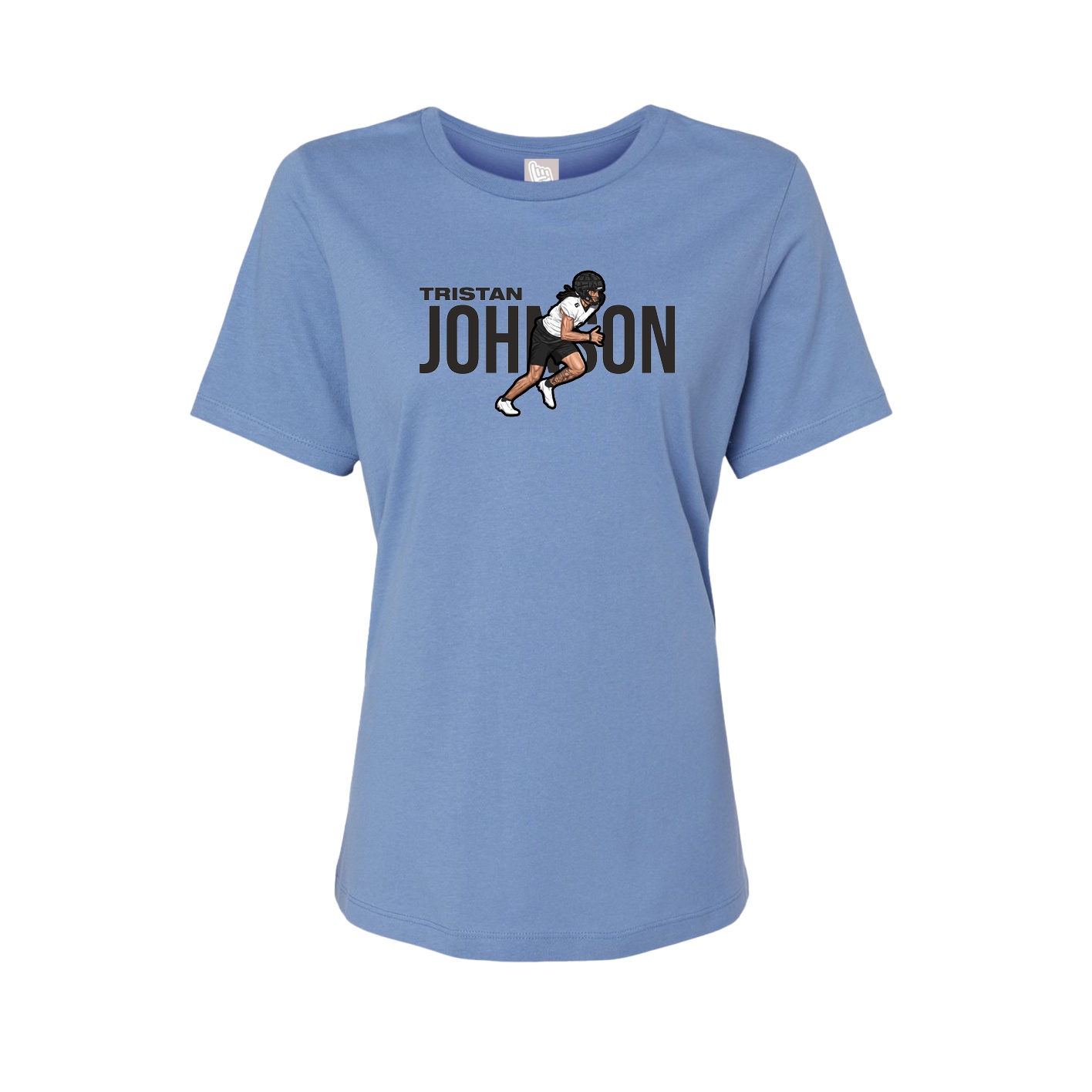 Fitted Women's Tee — Player Name in Powder Blue